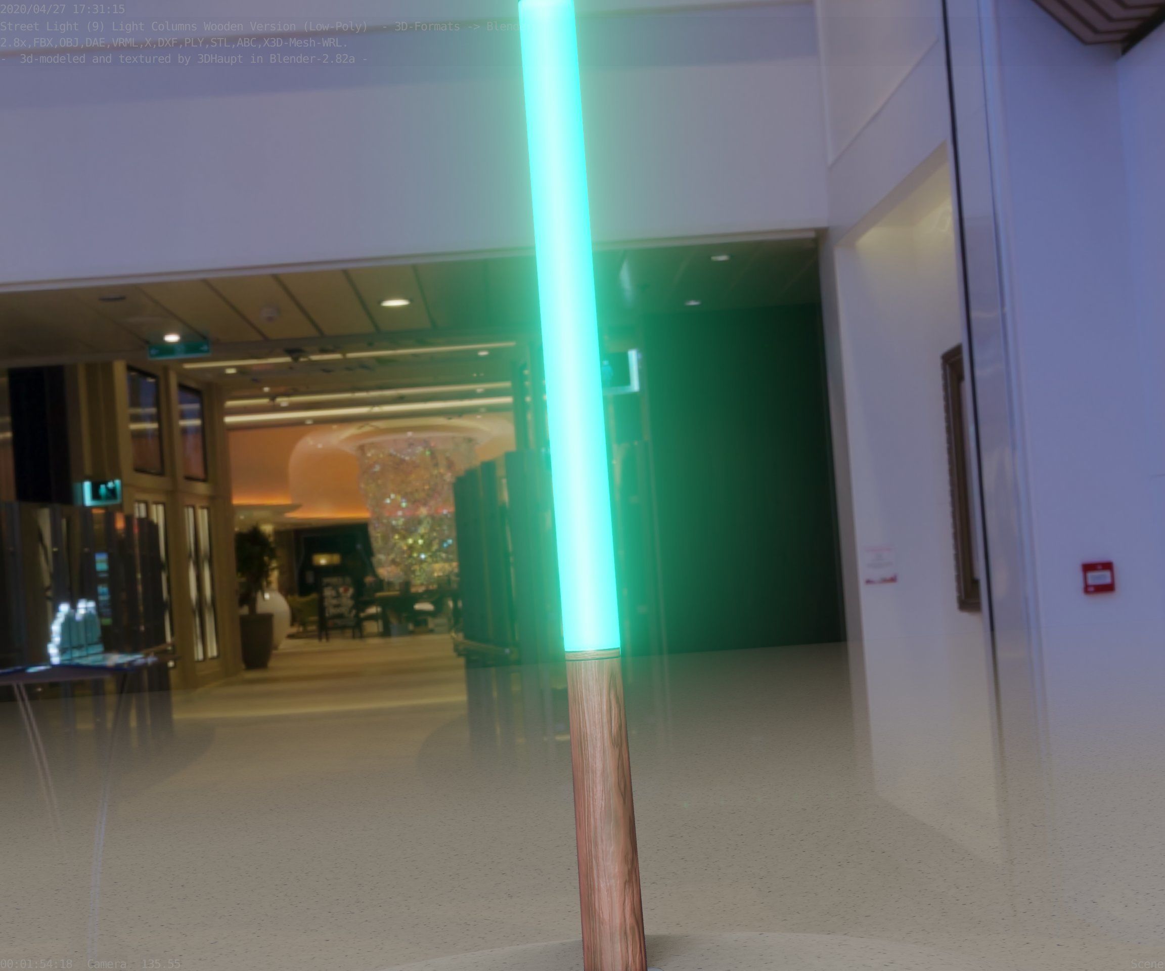 Wooden Lamp-Column 28 - Low-Poly Street-Light Set-9 Low-poly 3D model_54