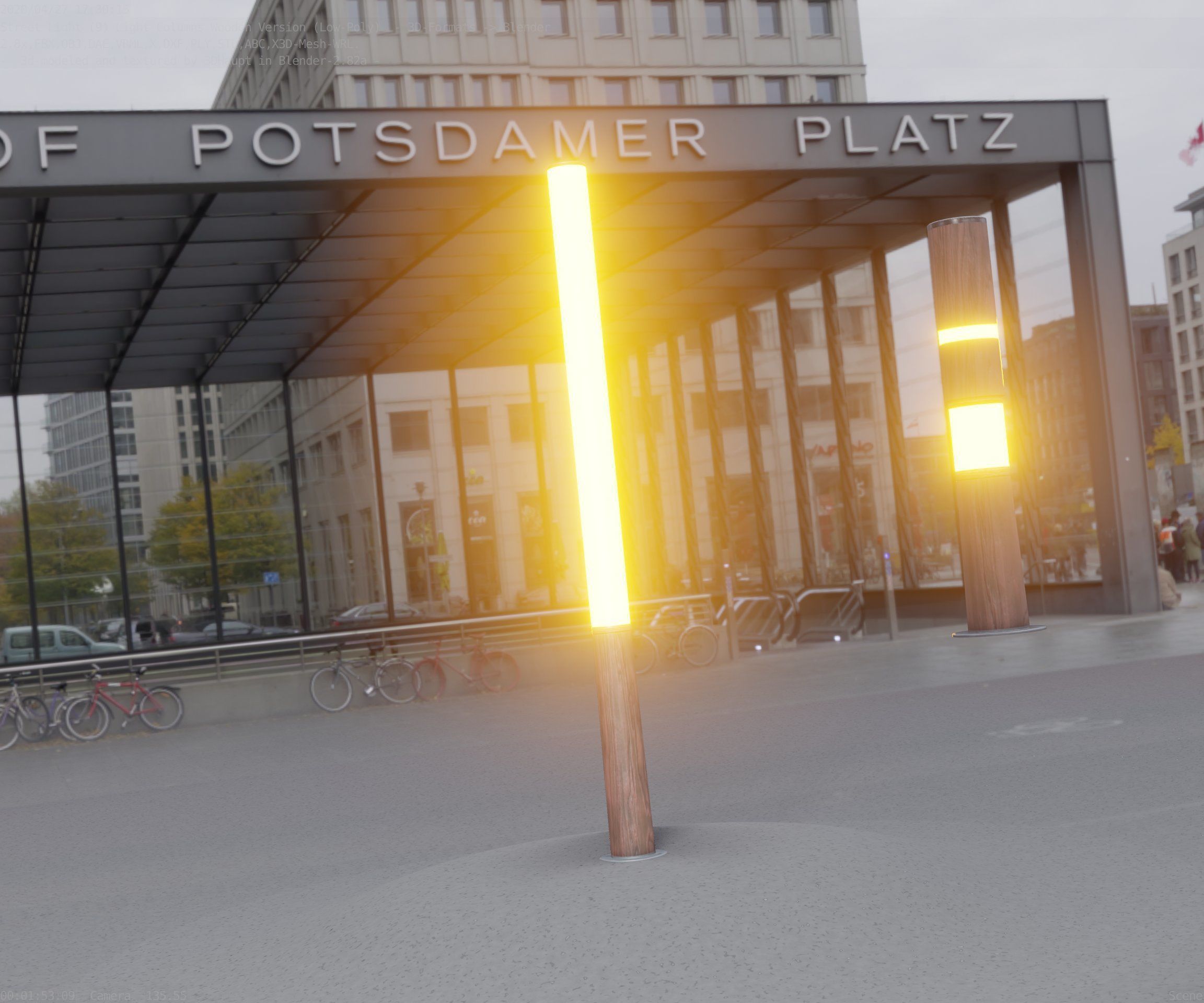 Wooden Lamp-Column 28 - Low-Poly Street-Light Set-9 Low-poly 3D model_31