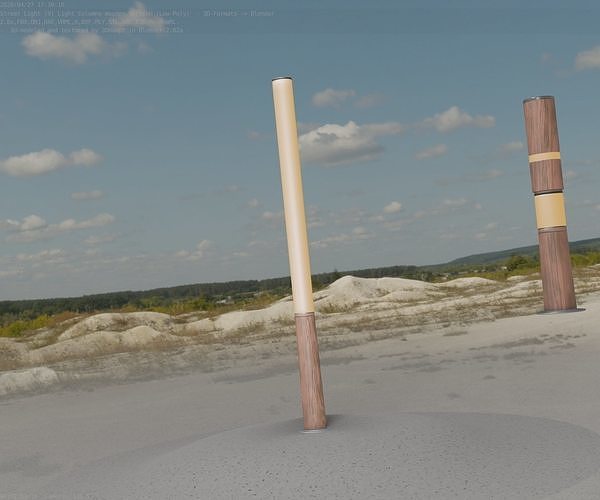 Wooden Lamp-Column 28 - Low-Poly Street-Light Set-9 Low-poly 3D model