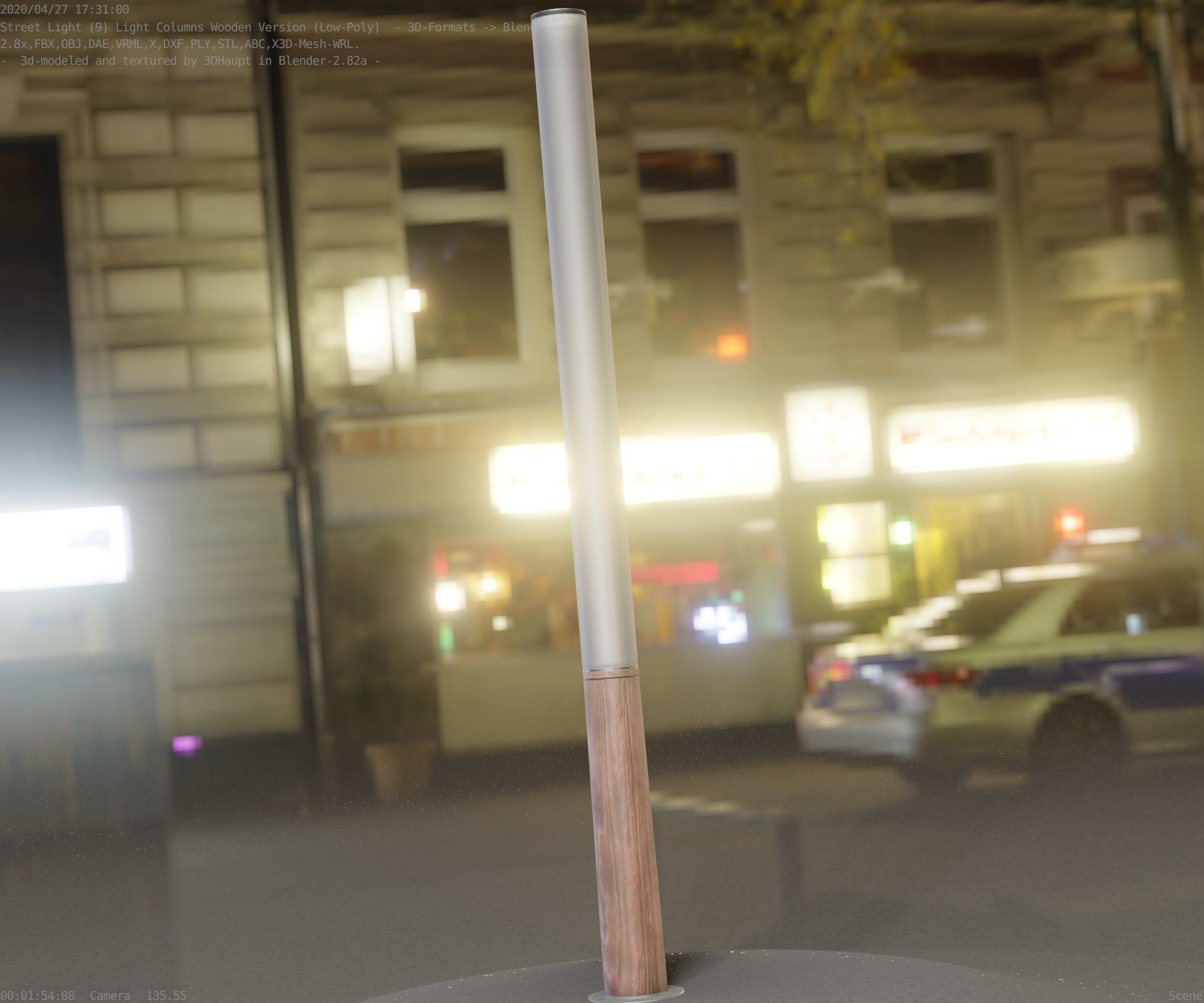 Wooden Lamp-Column 28 - Low-Poly Street-Light Set-9 Low-poly 3D model_44