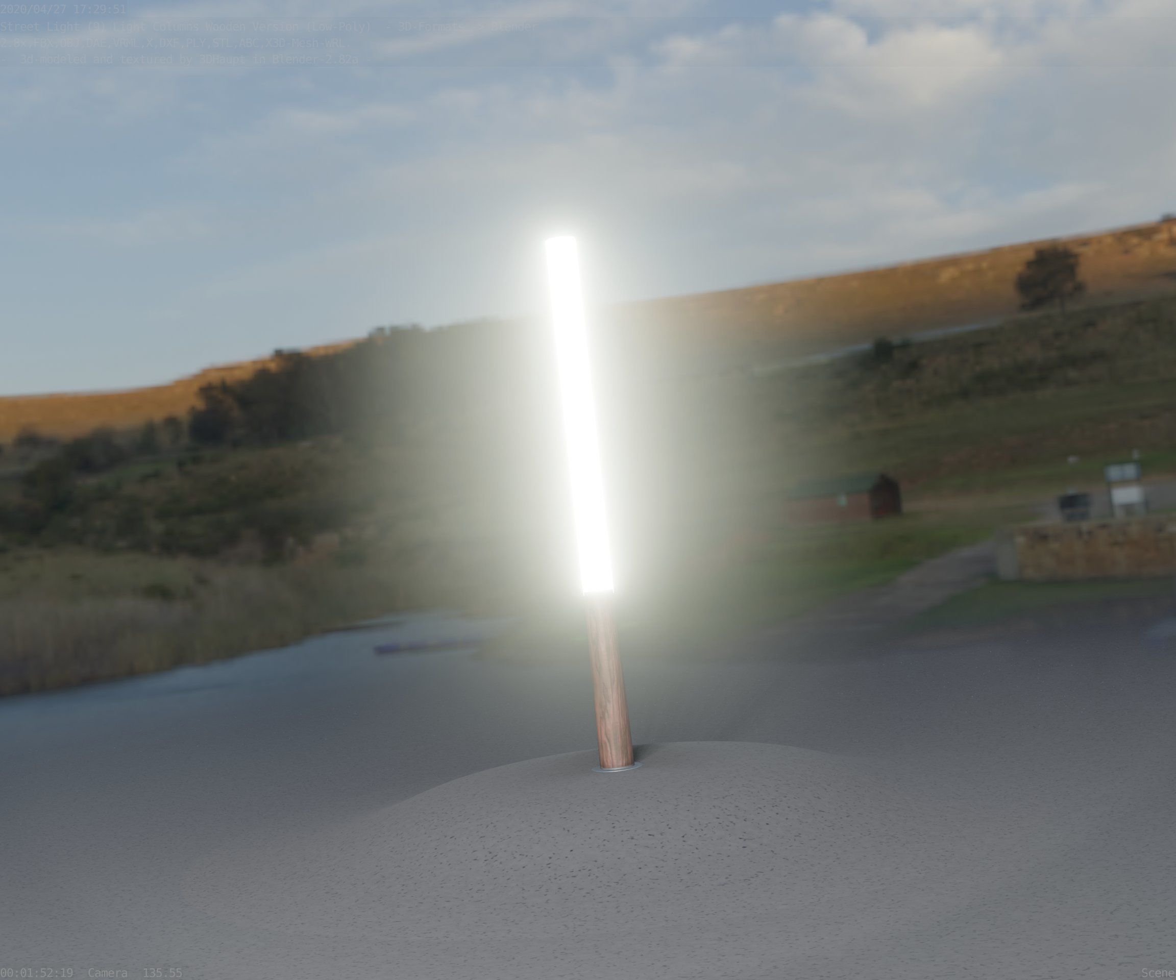 Wooden Lamp-Column 28 - Low-Poly Street-Light Set-9 Low-poly 3D model_17