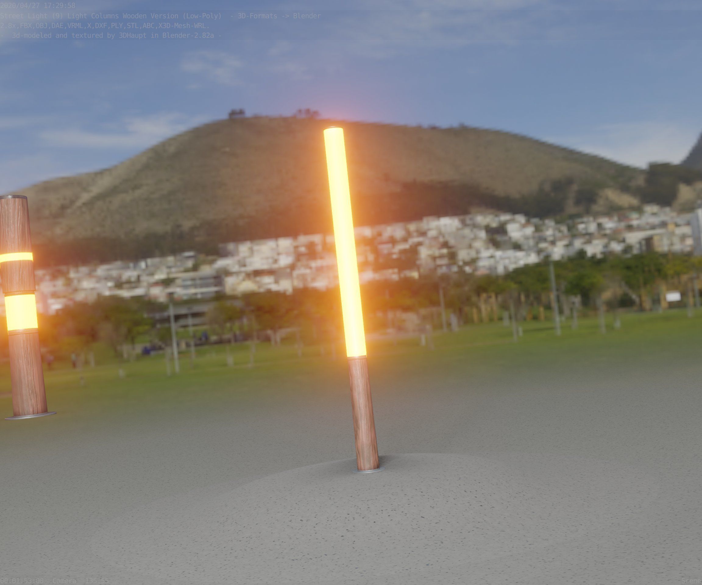 Wooden Lamp-Column 28 - Low-Poly Street-Light Set-9 Low-poly 3D model_22