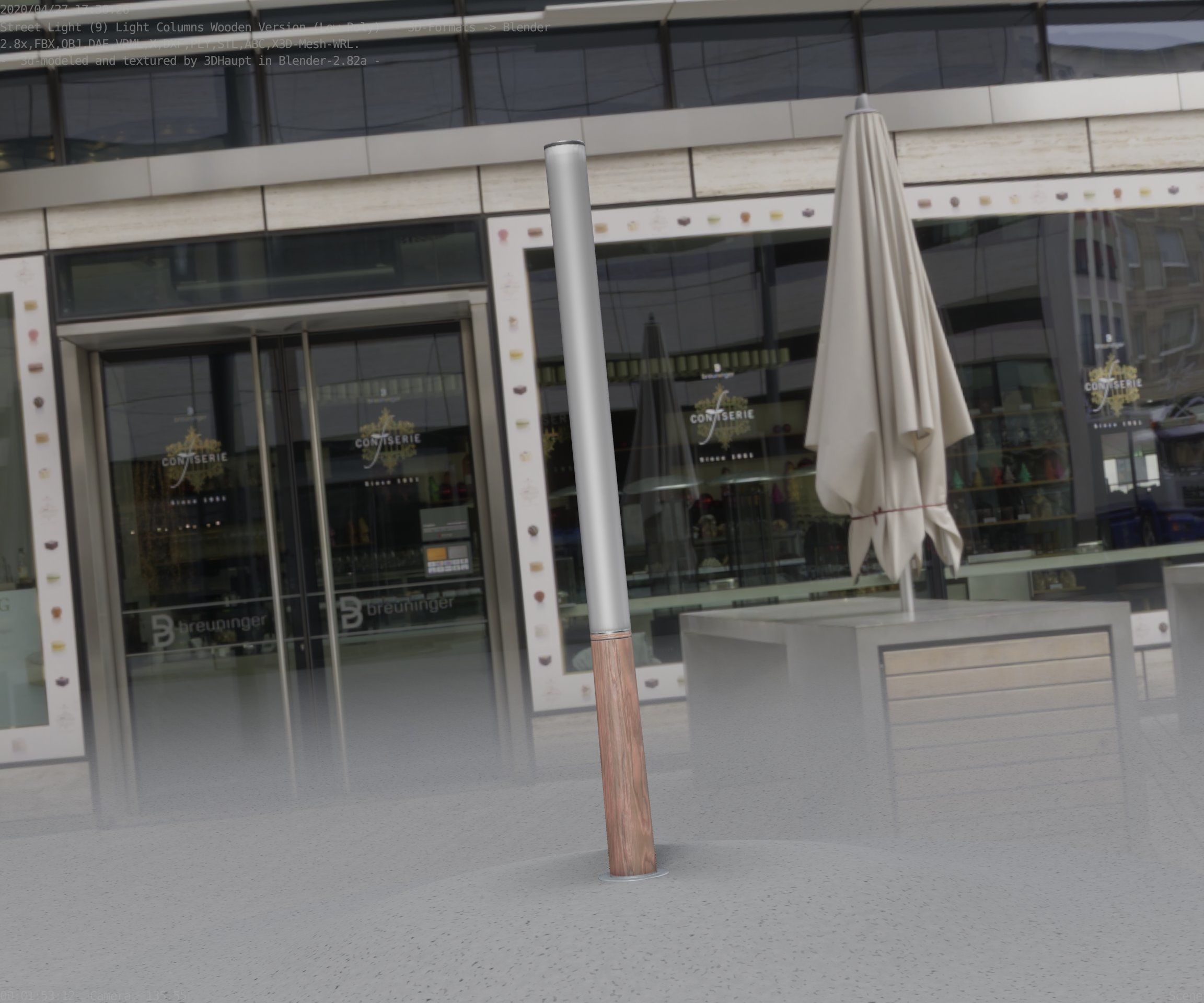 Wooden Lamp-Column 28 - Low-Poly Street-Light Set-9 Low-poly 3D model_2