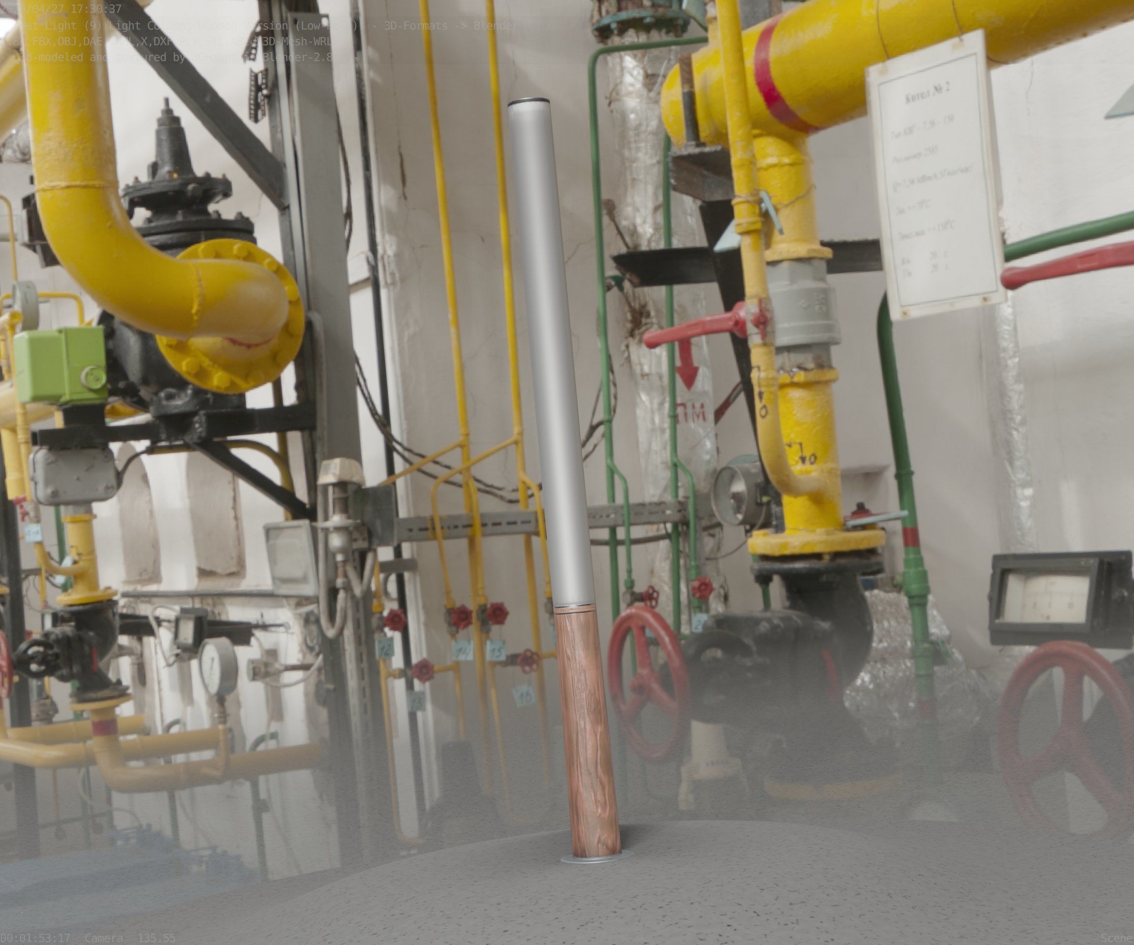 Wooden Lamp-Column 28 - Low-Poly Street-Light Set-9 Low-poly 3D model_7