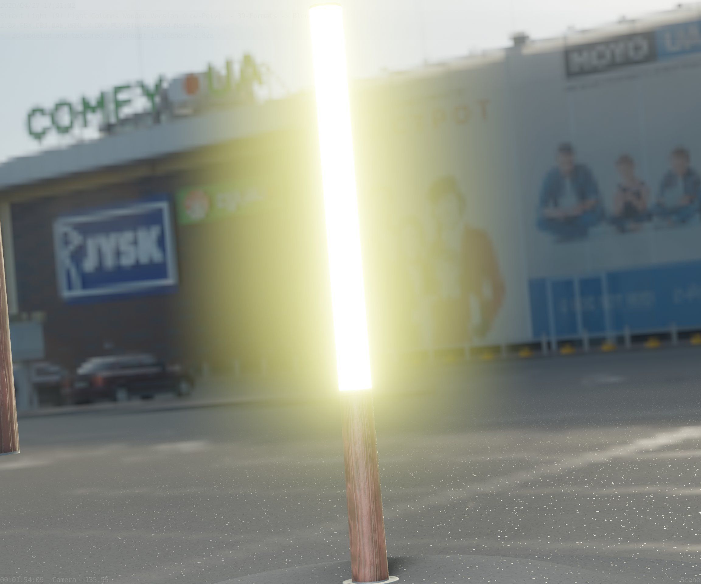 Wooden Lamp-Column 28 - Low-Poly Street-Light Set-9 Low-poly 3D model_45