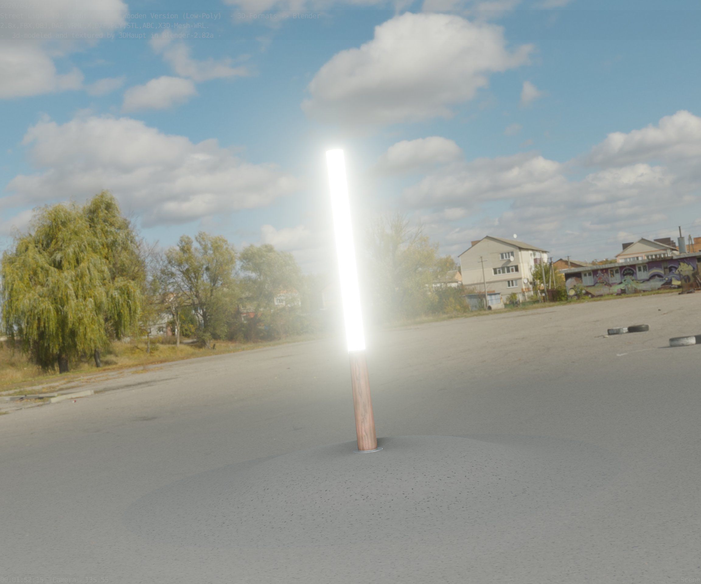 Wooden Lamp-Column 28 - Low-Poly Street-Light Set-9 Low-poly 3D model_13