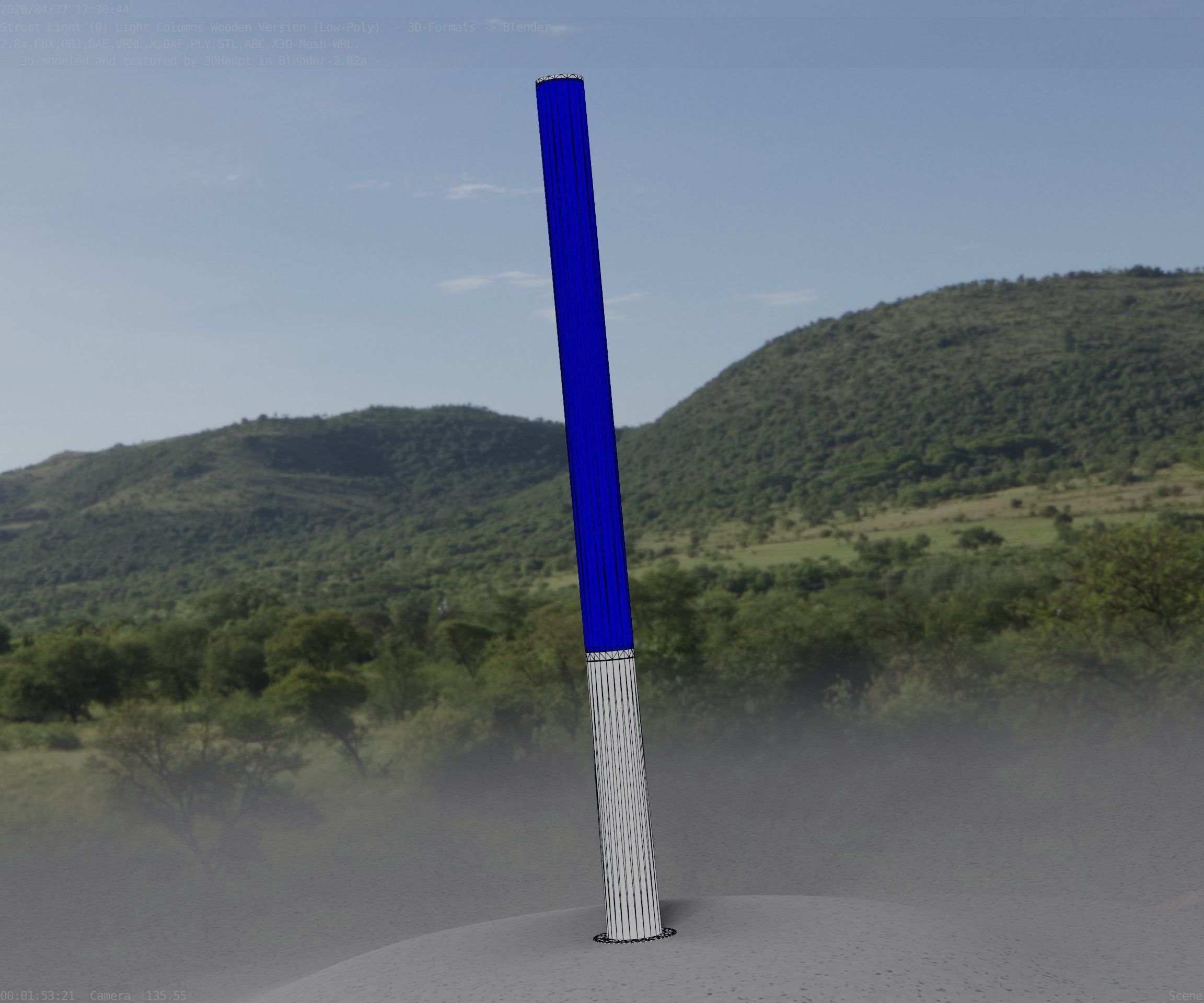 Wooden Lamp-Column 28 - Low-Poly Street-Light Set-9 Low-poly 3D model_33