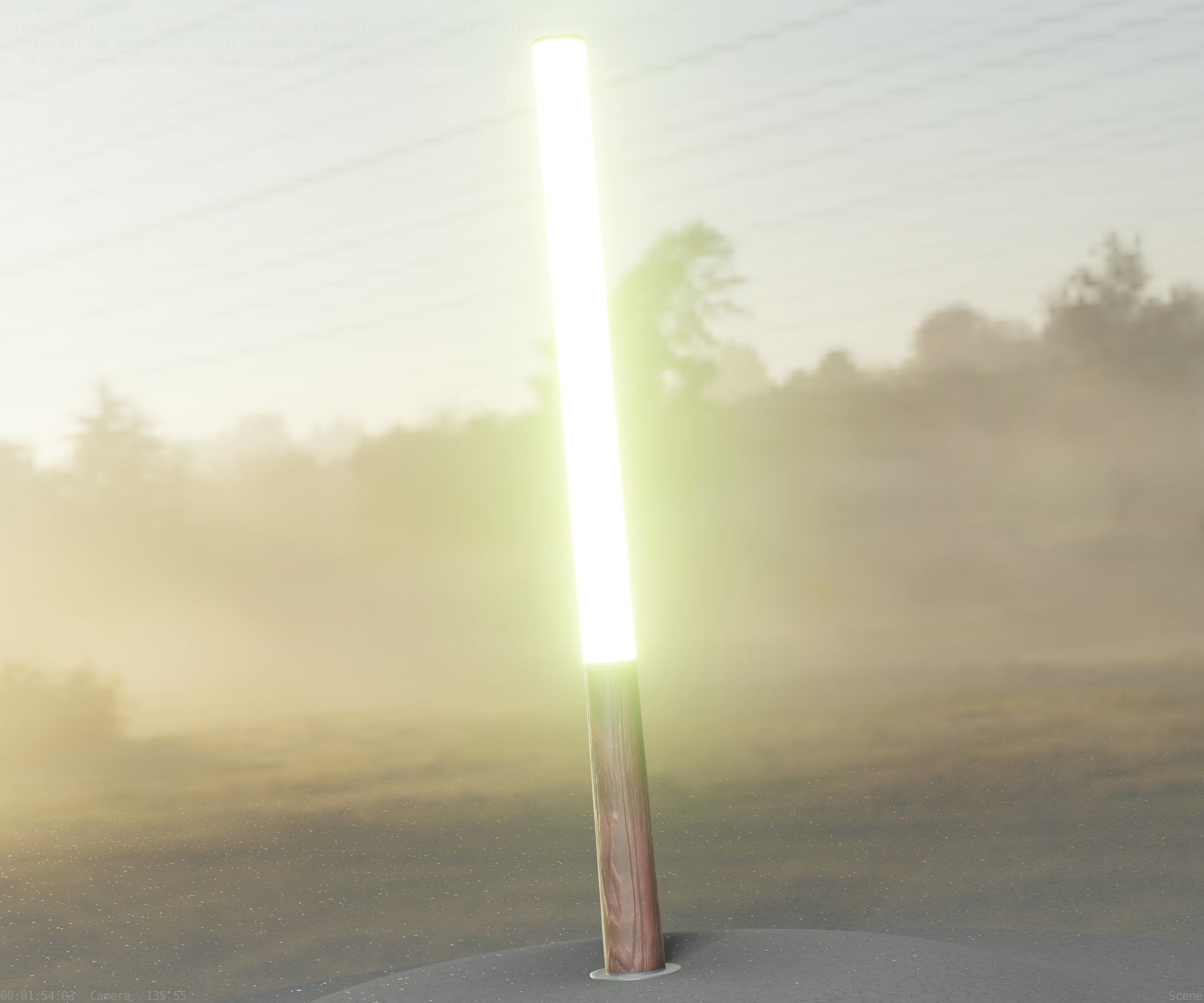 Wooden Lamp-Column 28 - Low-Poly Street-Light Set-9 Low-poly 3D model_39