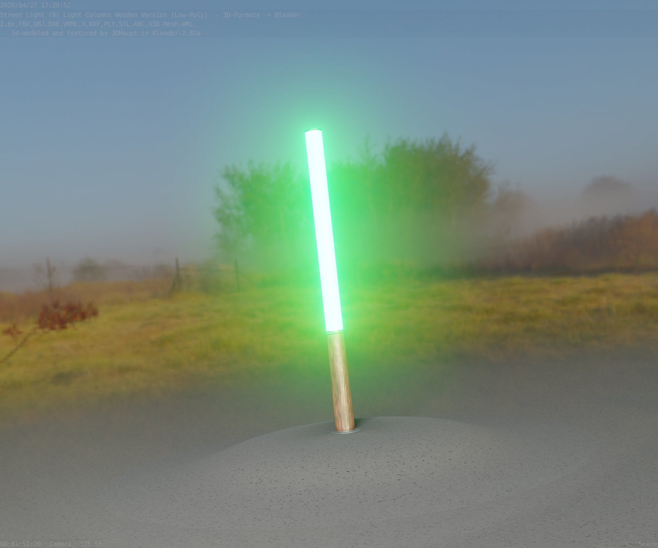 Wooden Lamp-Column 28 - Low-Poly Street-Light Set-9 Low-poly 3D model_18