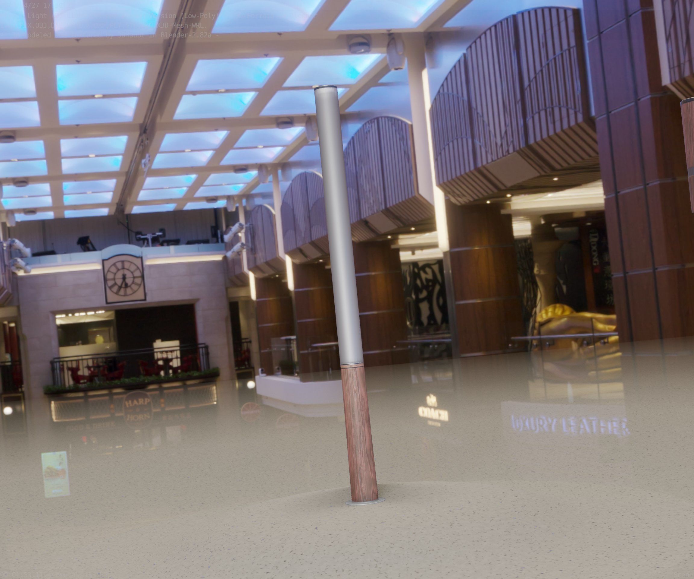 Wooden Lamp-Column 28 - Low-Poly Street-Light Set-9 Low-poly 3D model_1