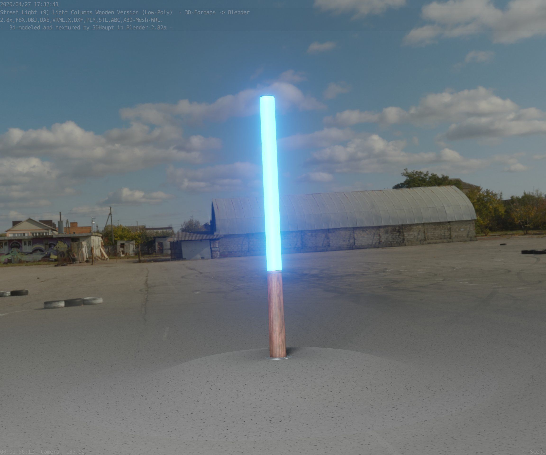 Wooden Lamp-Column 28 - Low-Poly Street-Light Set-9 Low-poly 3D model_96