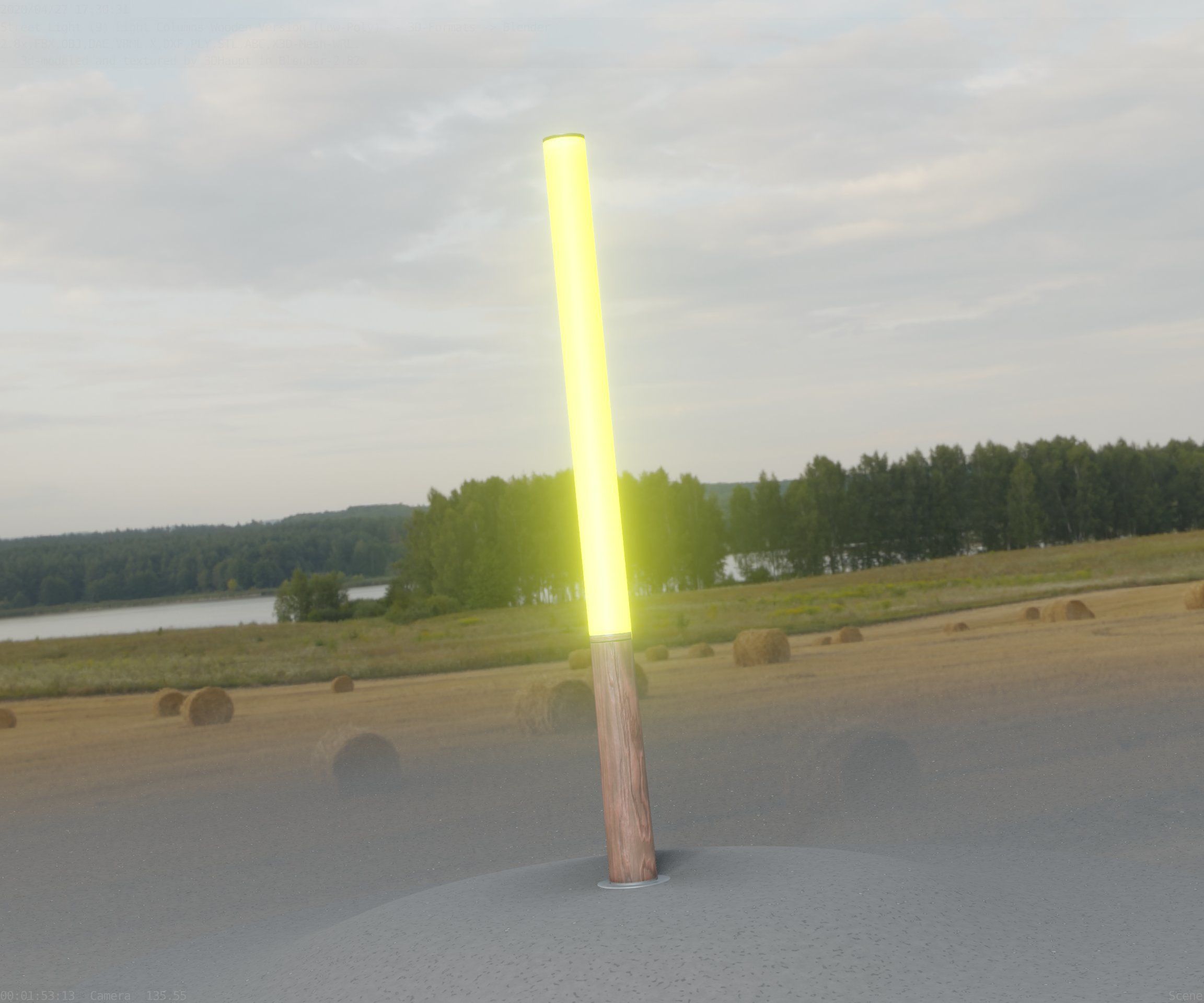 Wooden Lamp-Column 28 - Low-Poly Street-Light Set-9 Low-poly 3D model_3