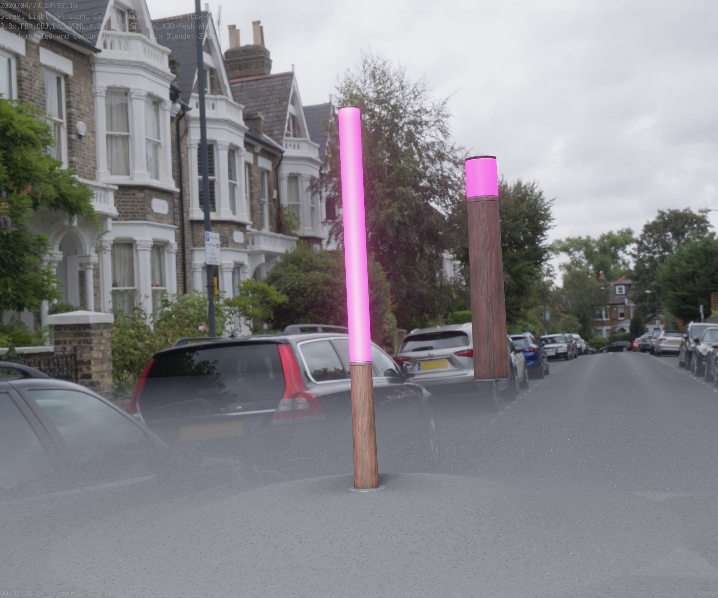 Wooden Lamp-Column 28 - Low-Poly Street-Light Set-9 Low-poly 3D model_90