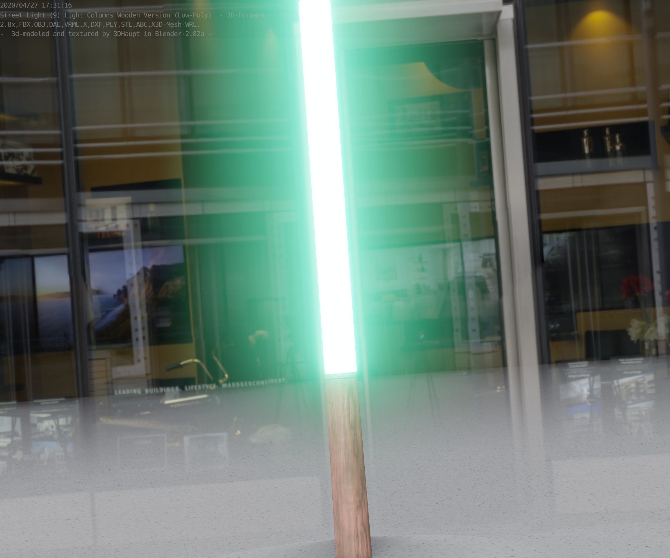 Wooden Lamp-Column 28 - Low-Poly Street-Light Set-9 Low-poly 3D model_55