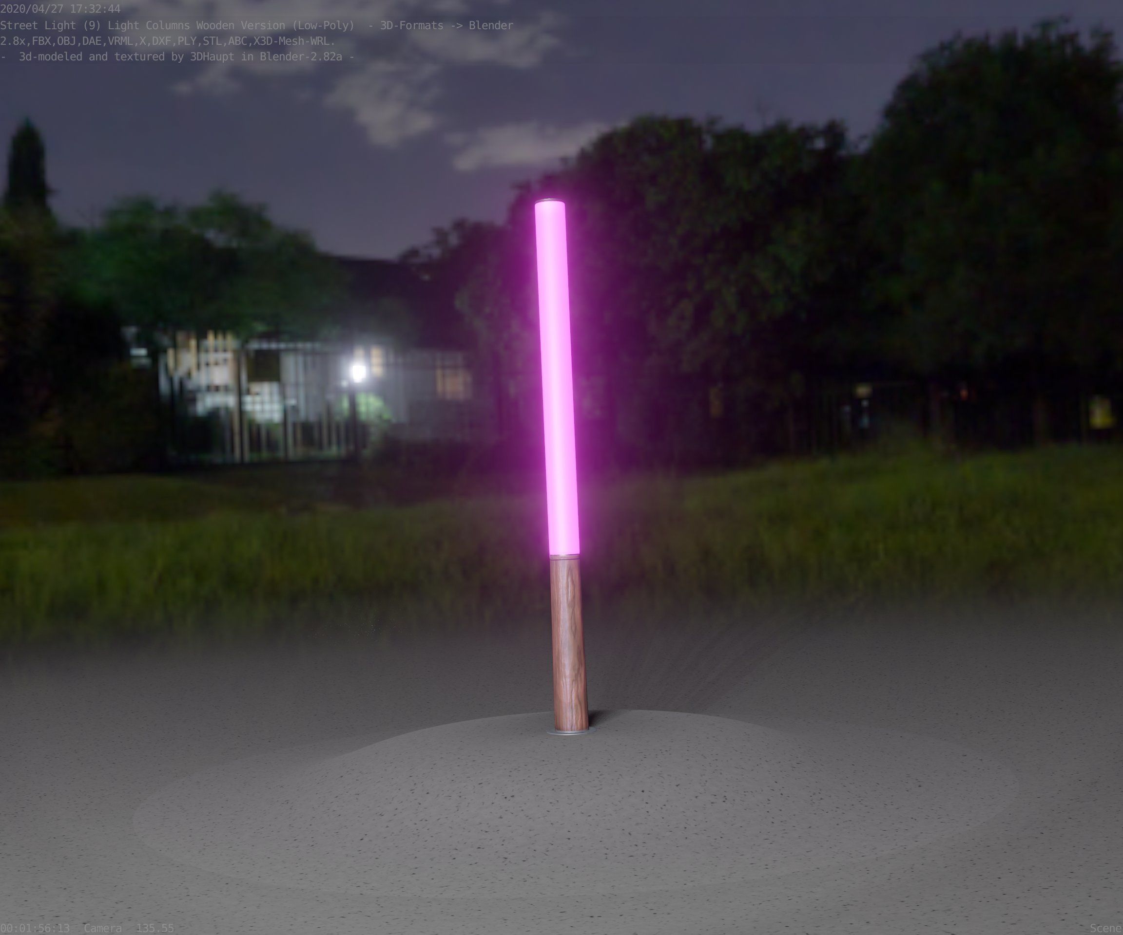 Wooden Lamp-Column 28 - Low-Poly Street-Light Set-9 Low-poly 3D model_97