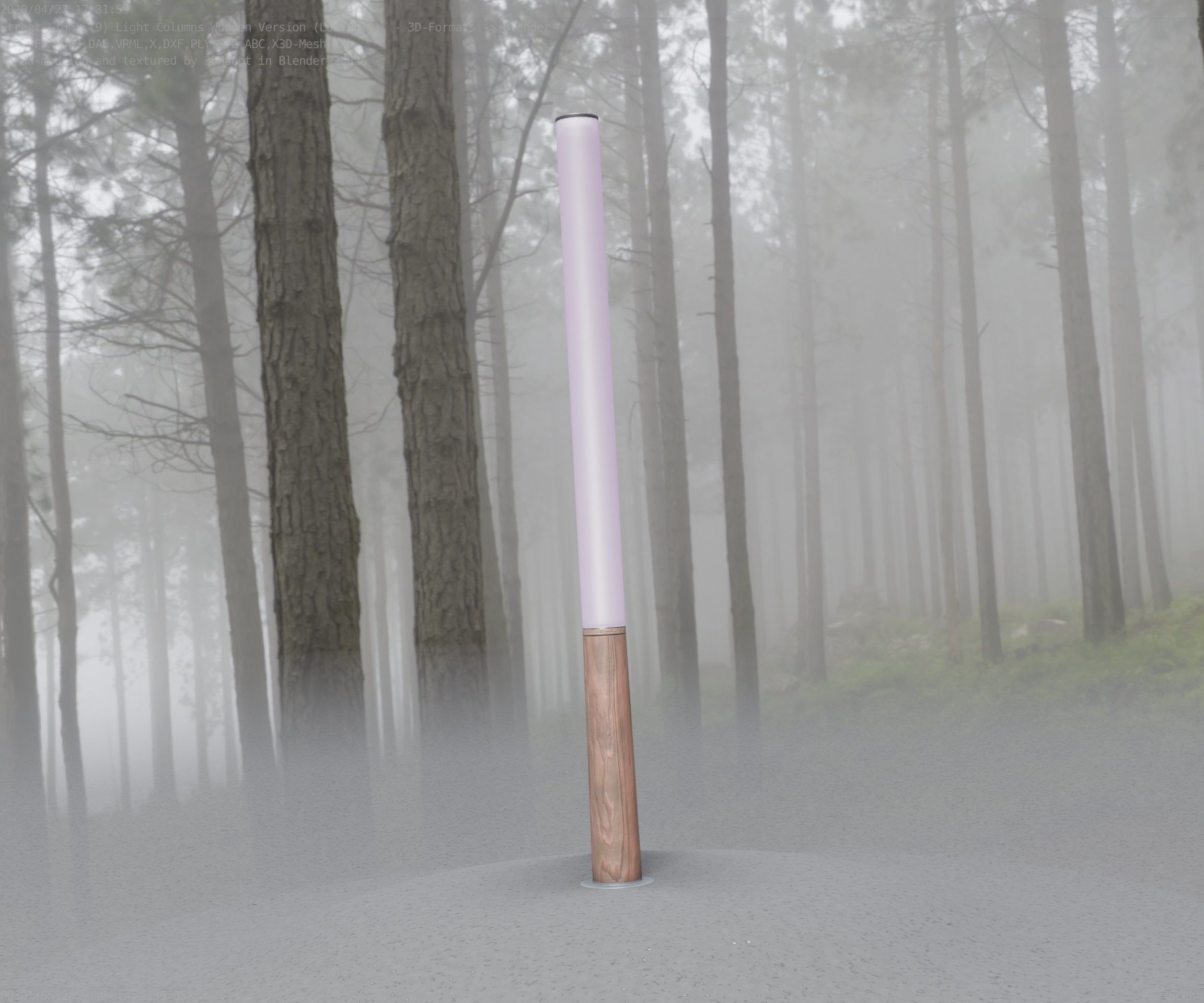 Wooden Lamp-Column 28 - Low-Poly Street-Light Set-9 Low-poly 3D model_80