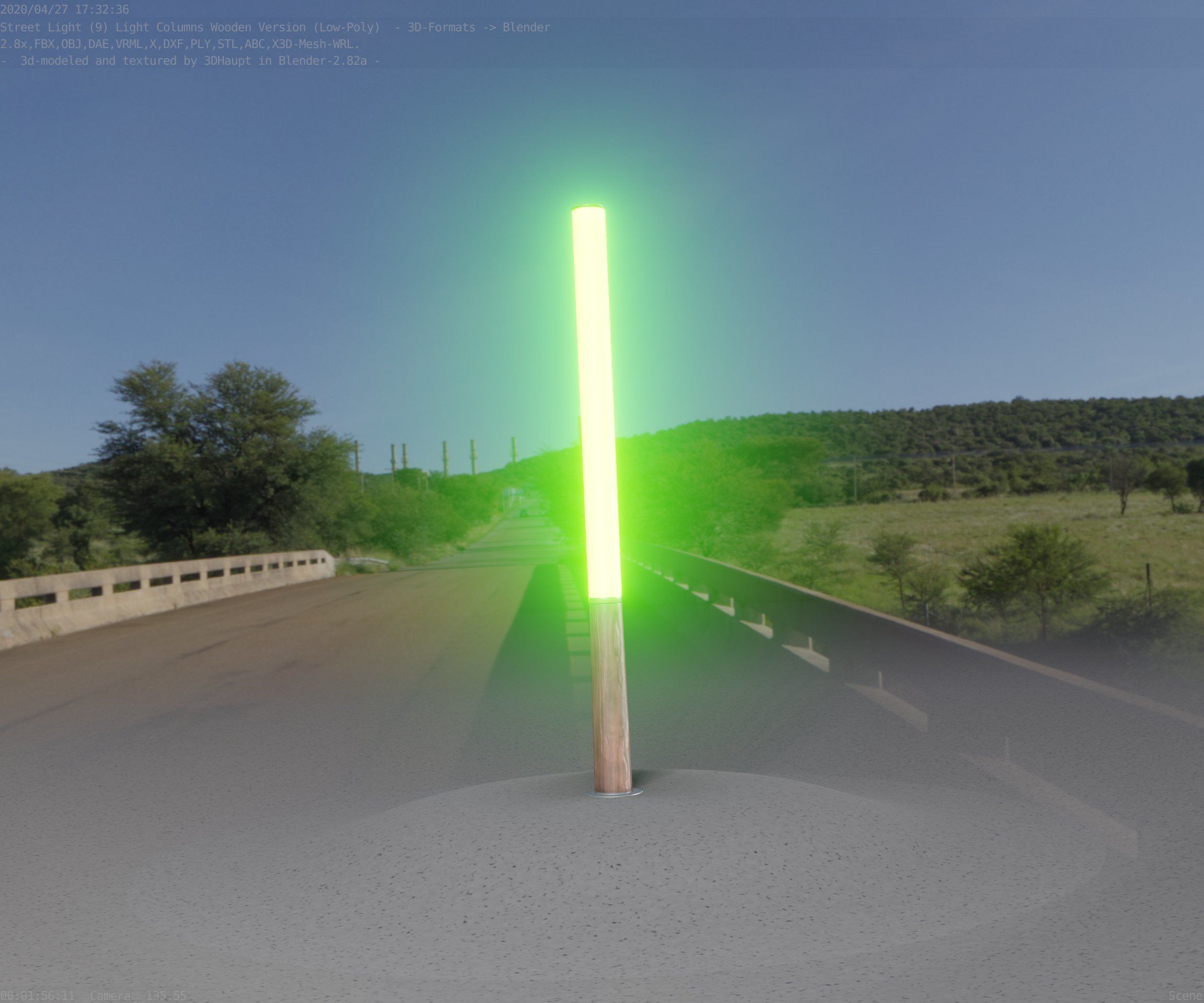 Wooden Lamp-Column 28 - Low-Poly Street-Light Set-9 Low-poly 3D model_95