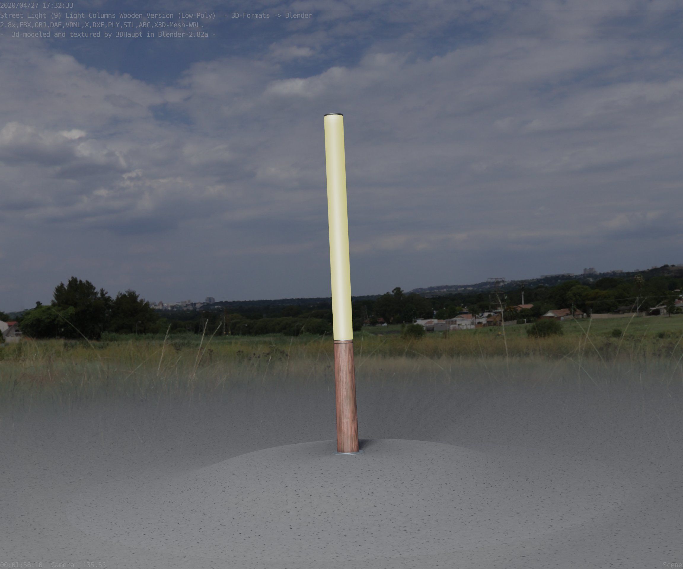 Wooden Lamp-Column 28 - Low-Poly Street-Light Set-9 Low-poly 3D model_94