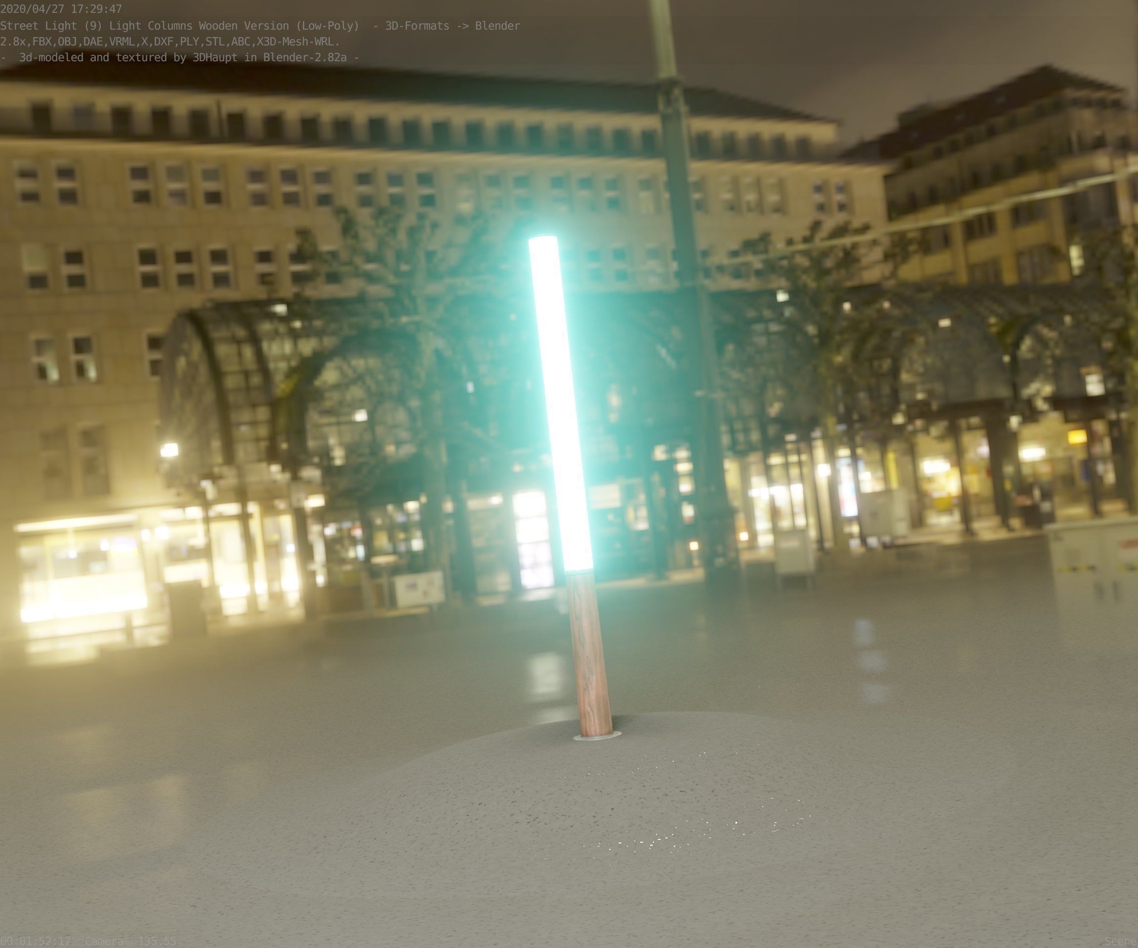 Wooden Lamp-Column 28 - Low-Poly Street-Light Set-9 Low-poly 3D model_15