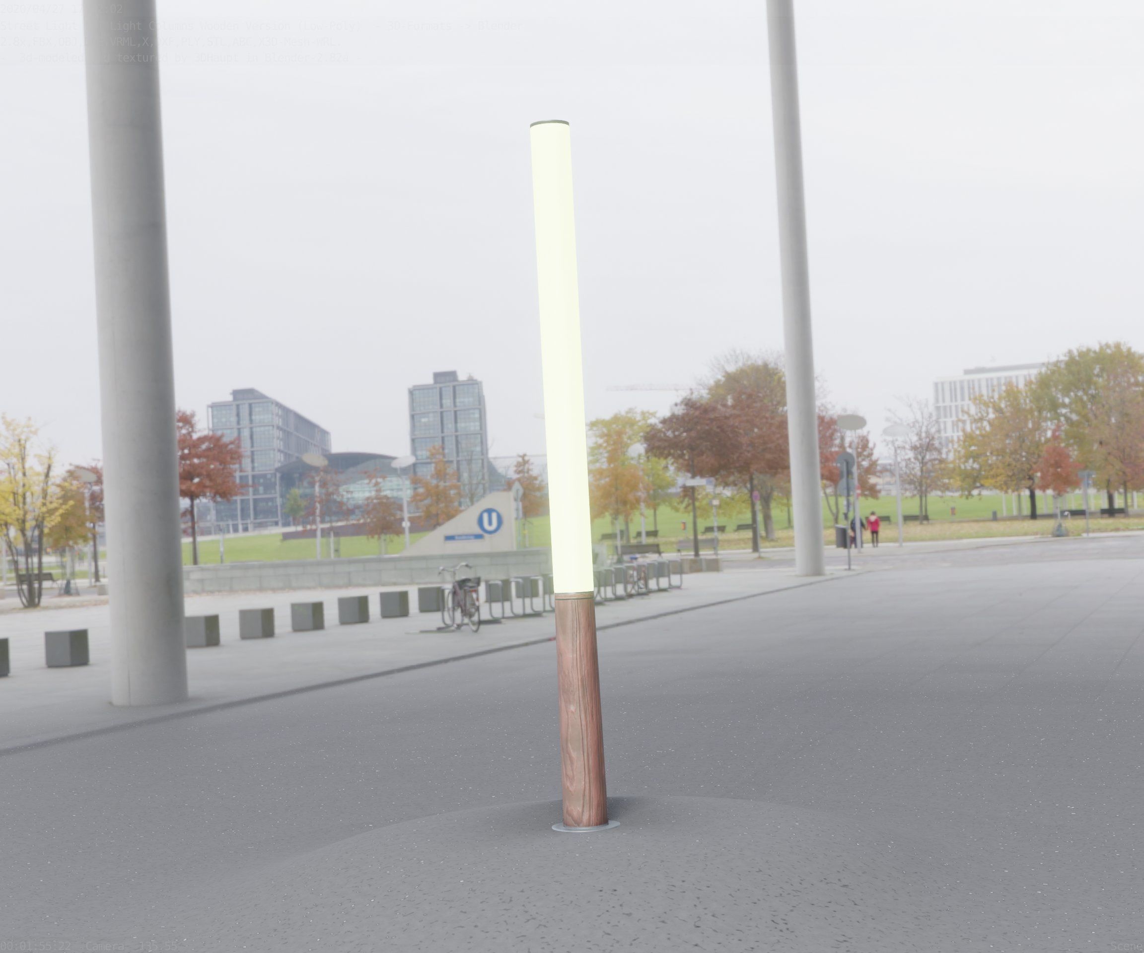 Wooden Lamp-Column 28 - Low-Poly Street-Light Set-9 Low-poly 3D model_82