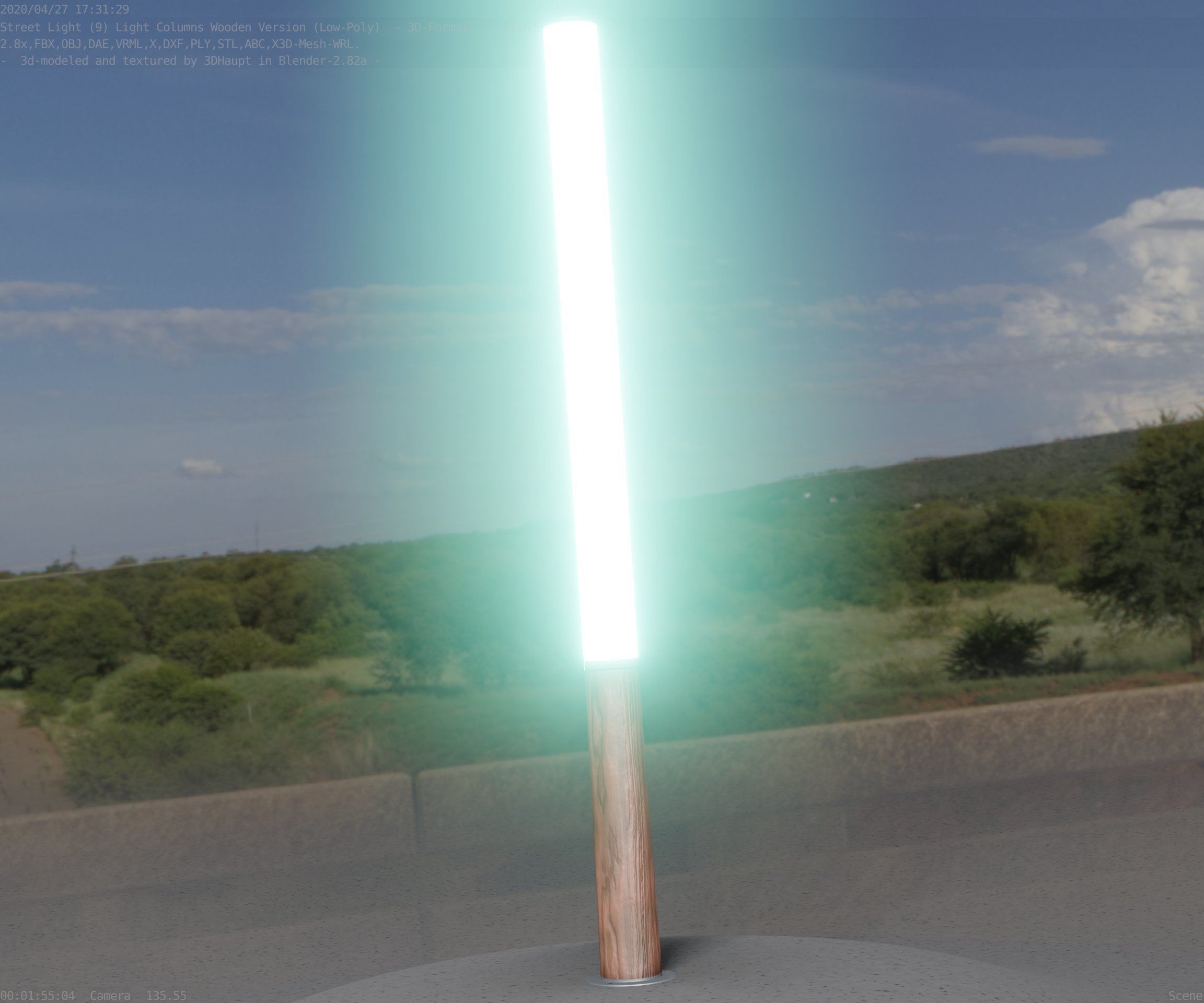 Wooden Lamp-Column 28 - Low-Poly Street-Light Set-9 Low-poly 3D model_64