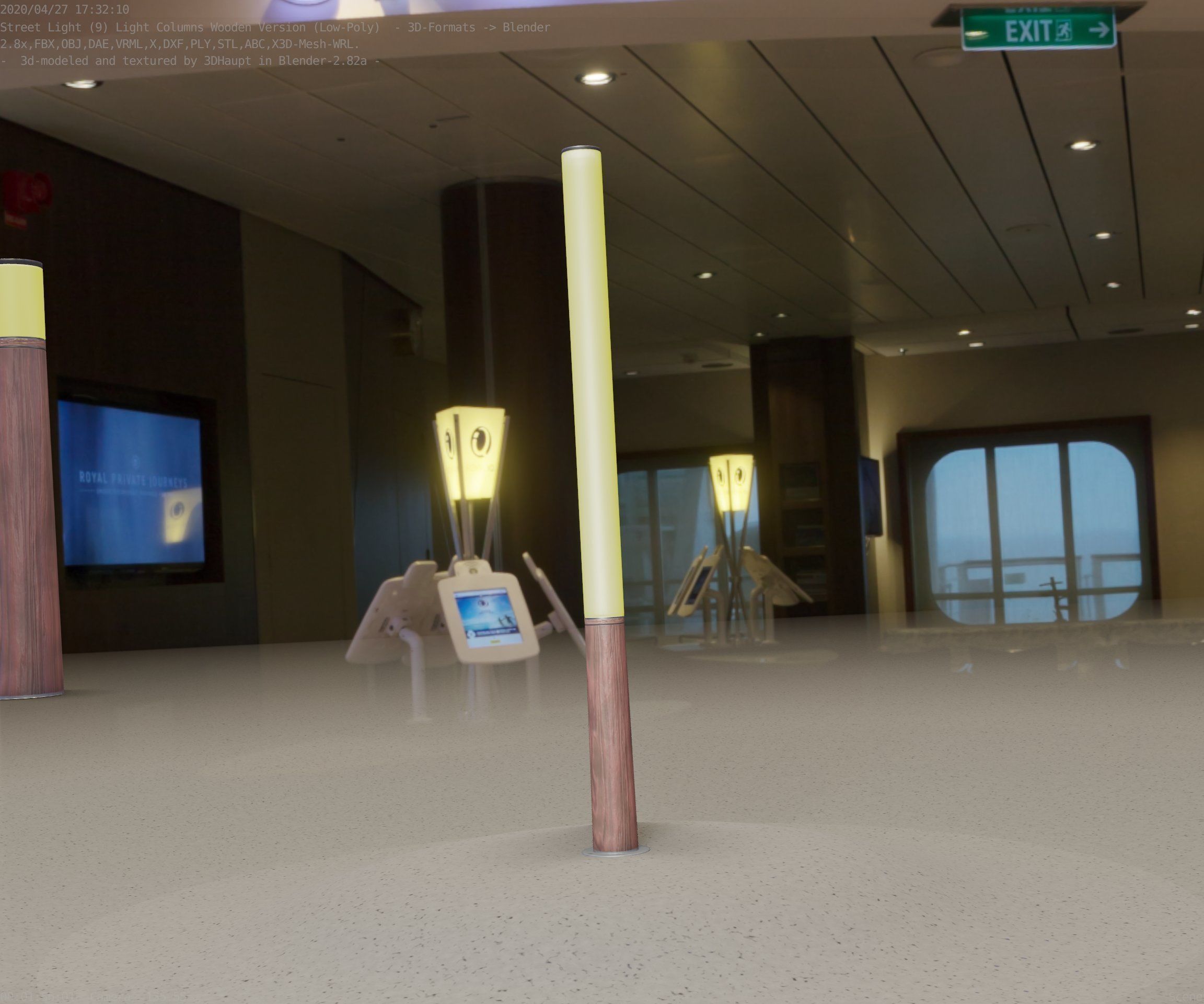 Wooden Lamp-Column 28 - Low-Poly Street-Light Set-9 Low-poly 3D model_85