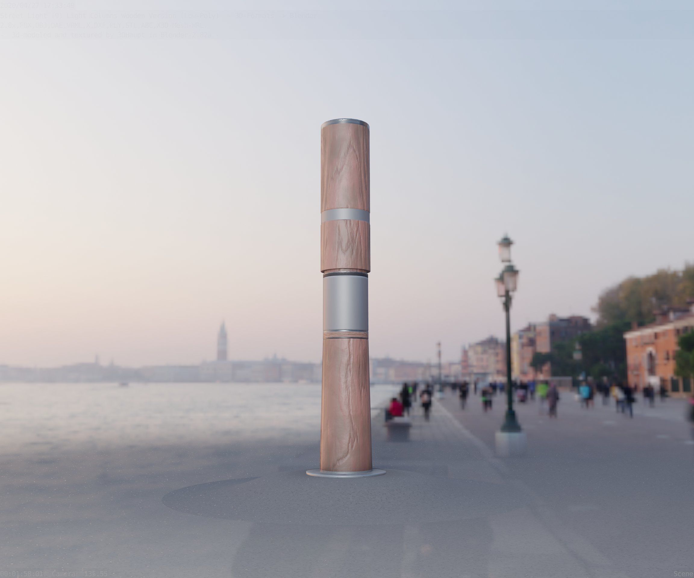 Light Column made of wood 29 - Low-Poly Street-Light Set-9 Low-poly 3D model_33