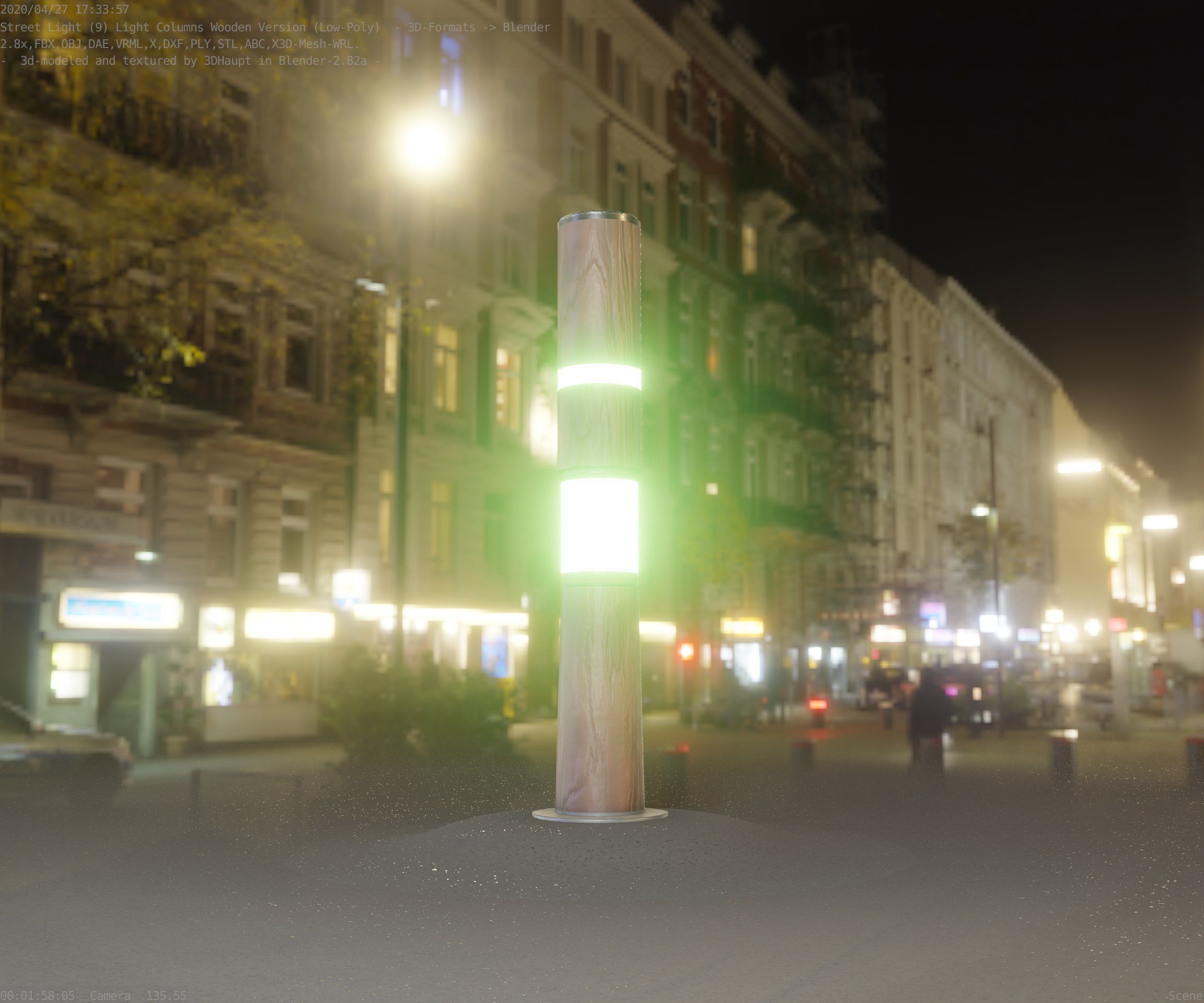 Light Column made of wood 29 - Low-Poly Street-Light Set-9 Low-poly 3D model_37