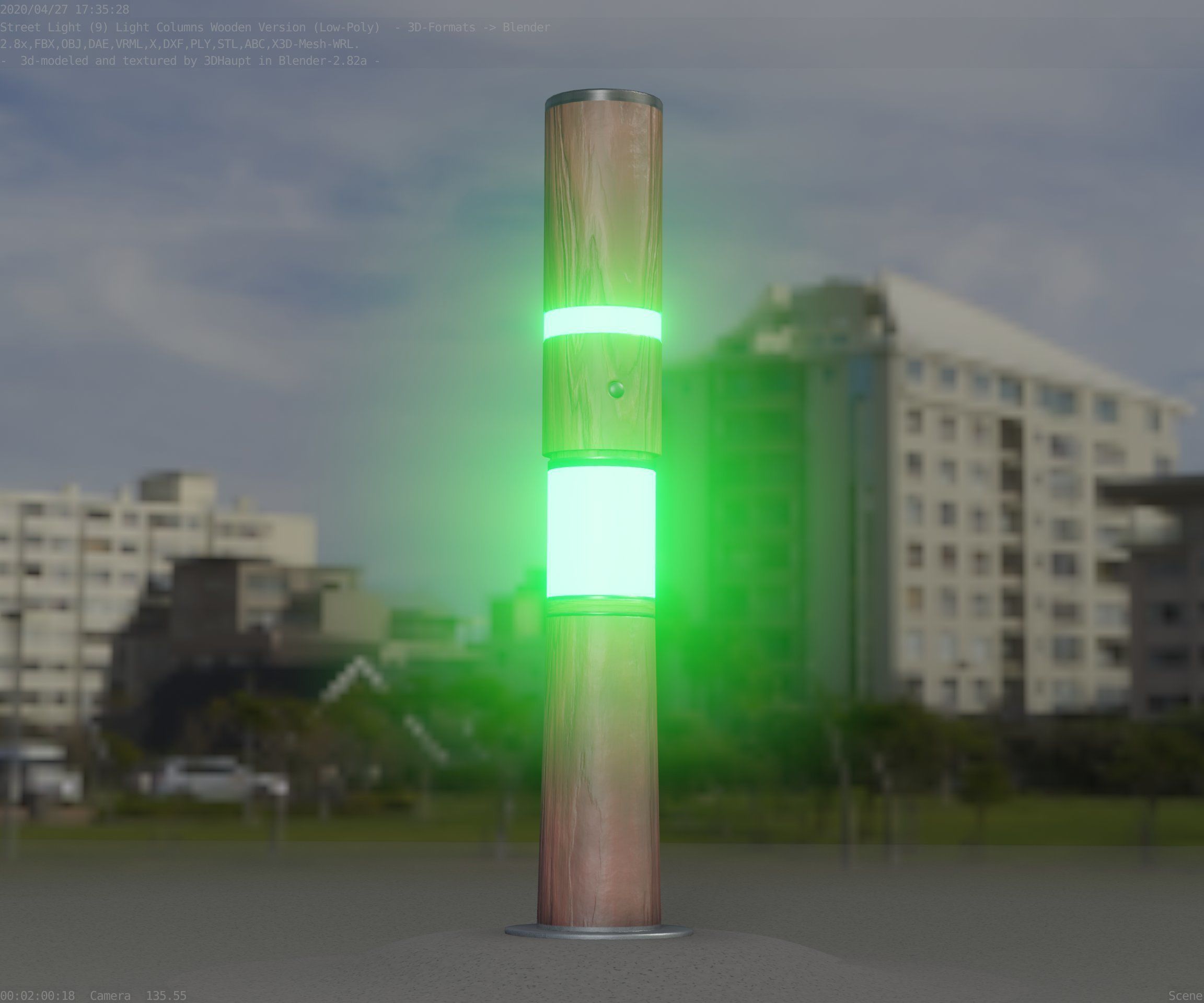 Light Column made of wood 29 - Low-Poly Street-Light Set-9 Low-poly 3D model_98