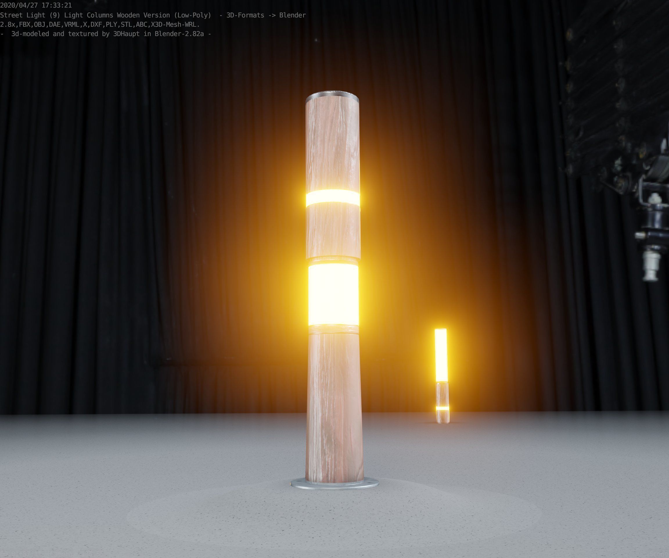 Light Column made of wood 29 - Low-Poly Street-Light Set-9 Low-poly 3D model_2