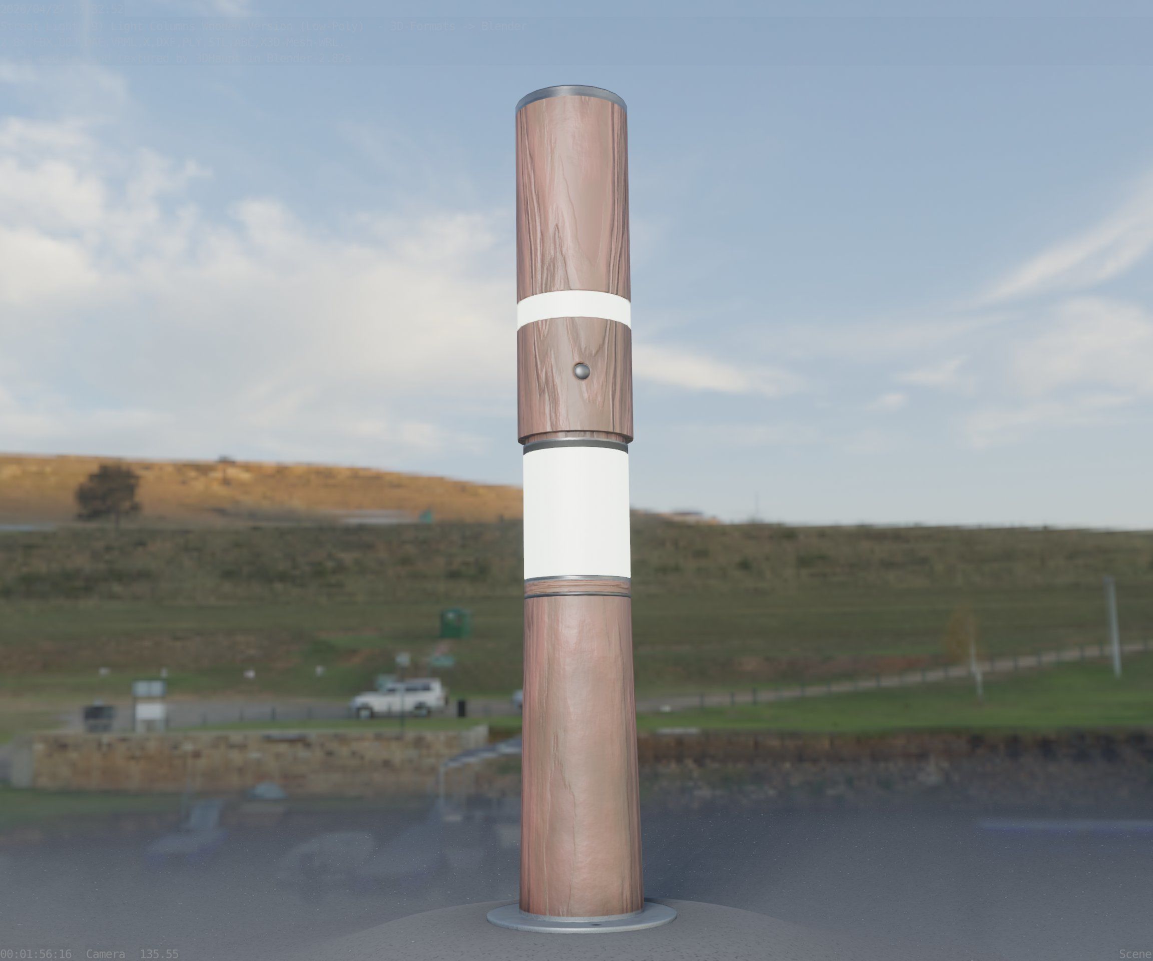 Light Column made of wood 29 - Low-Poly Street-Light Set-9 Low-poly 3D model_13