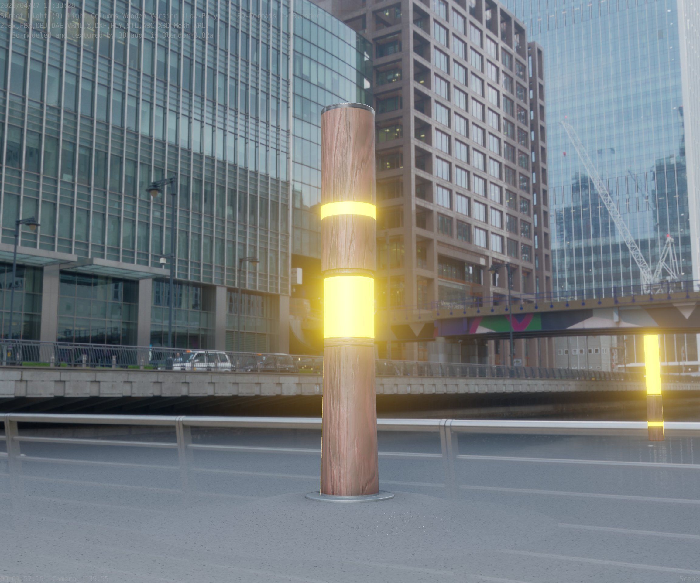Light Column made of wood 29 - Low-Poly Street-Light Set-9 Low-poly 3D model_6