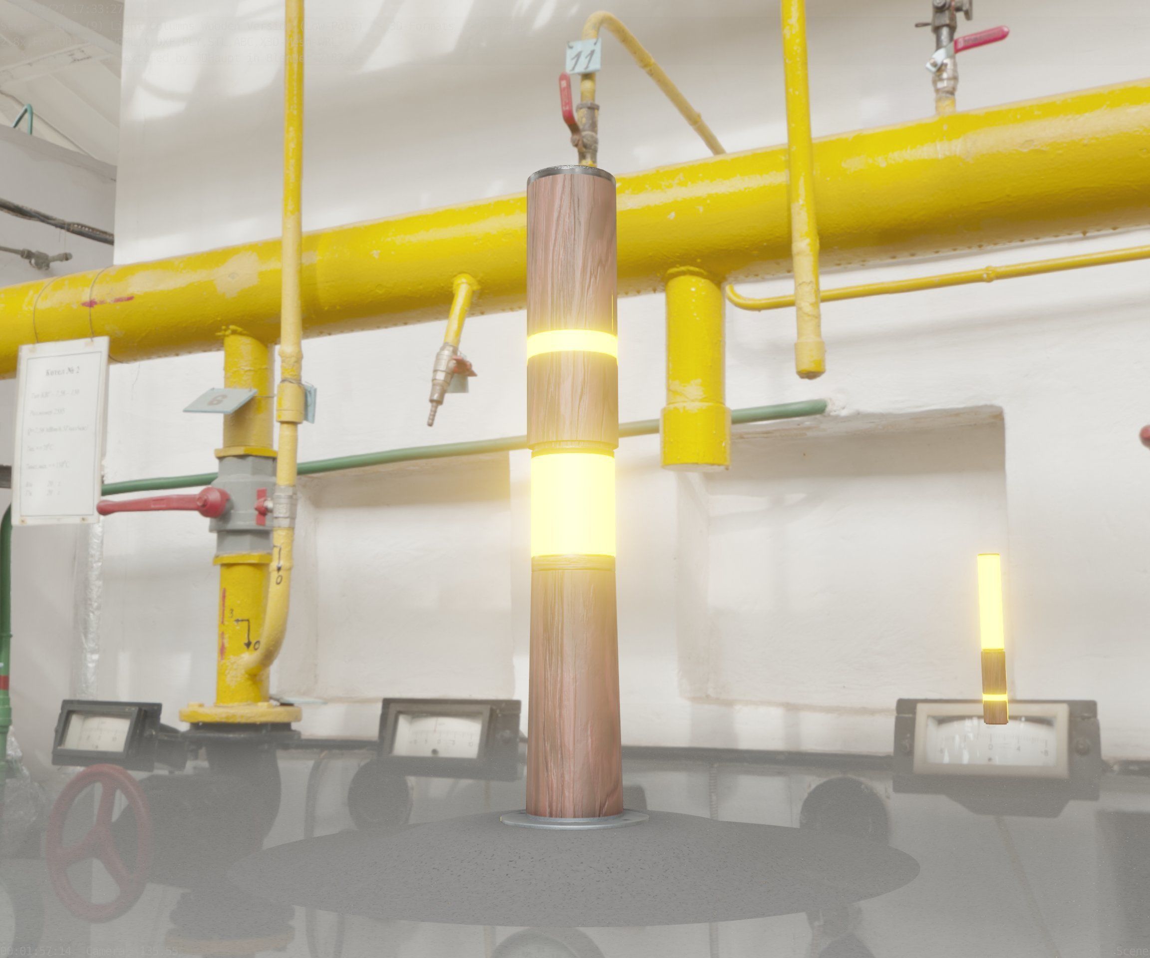 Light Column made of wood 29 - Low-Poly Street-Light Set-9 Low-poly 3D model_5