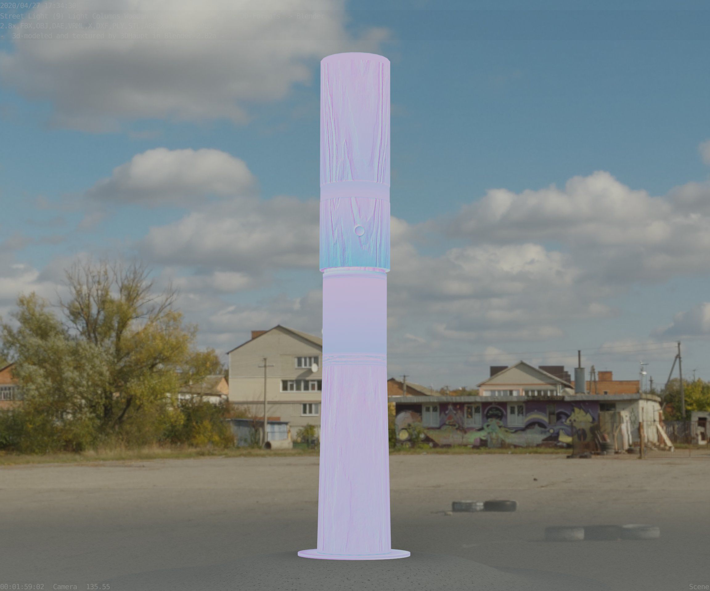 Light Column made of wood 29 - Low-Poly Street-Light Set-9 Low-poly 3D model_58