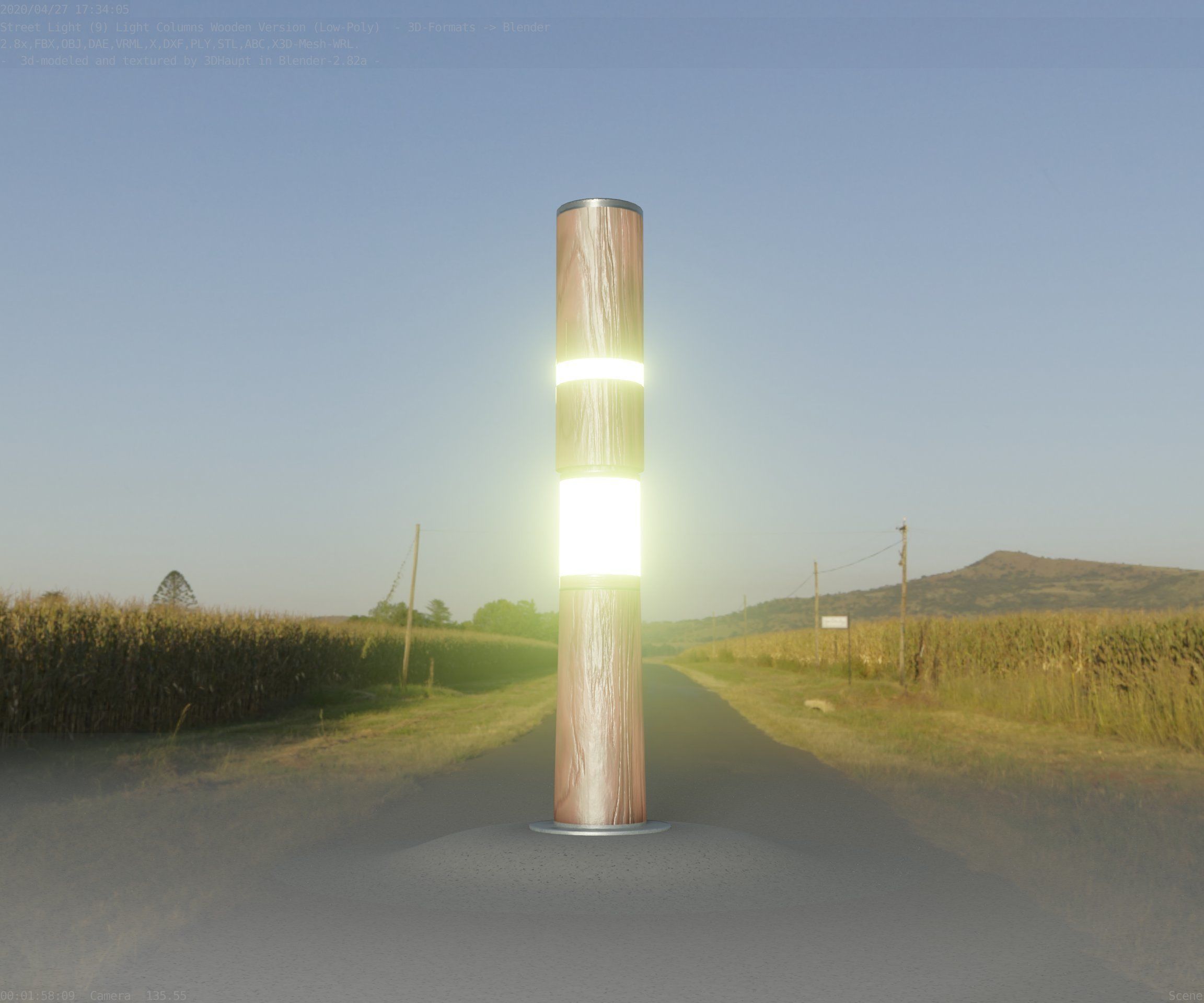 Light Column made of wood 29 - Low-Poly Street-Light Set-9 Low-poly 3D model_41