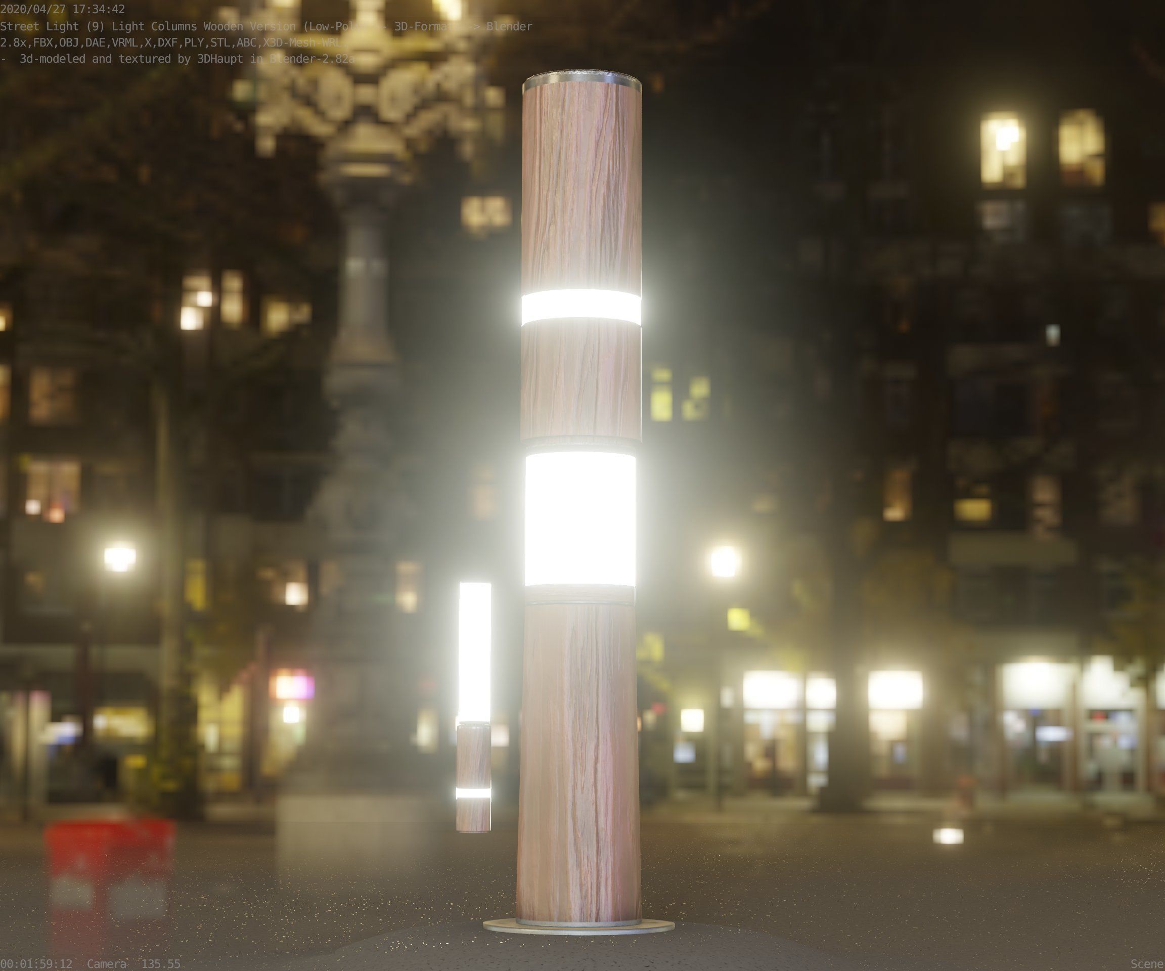 Light Column made of wood 29 - Low-Poly Street-Light Set-9 Low-poly 3D model_68