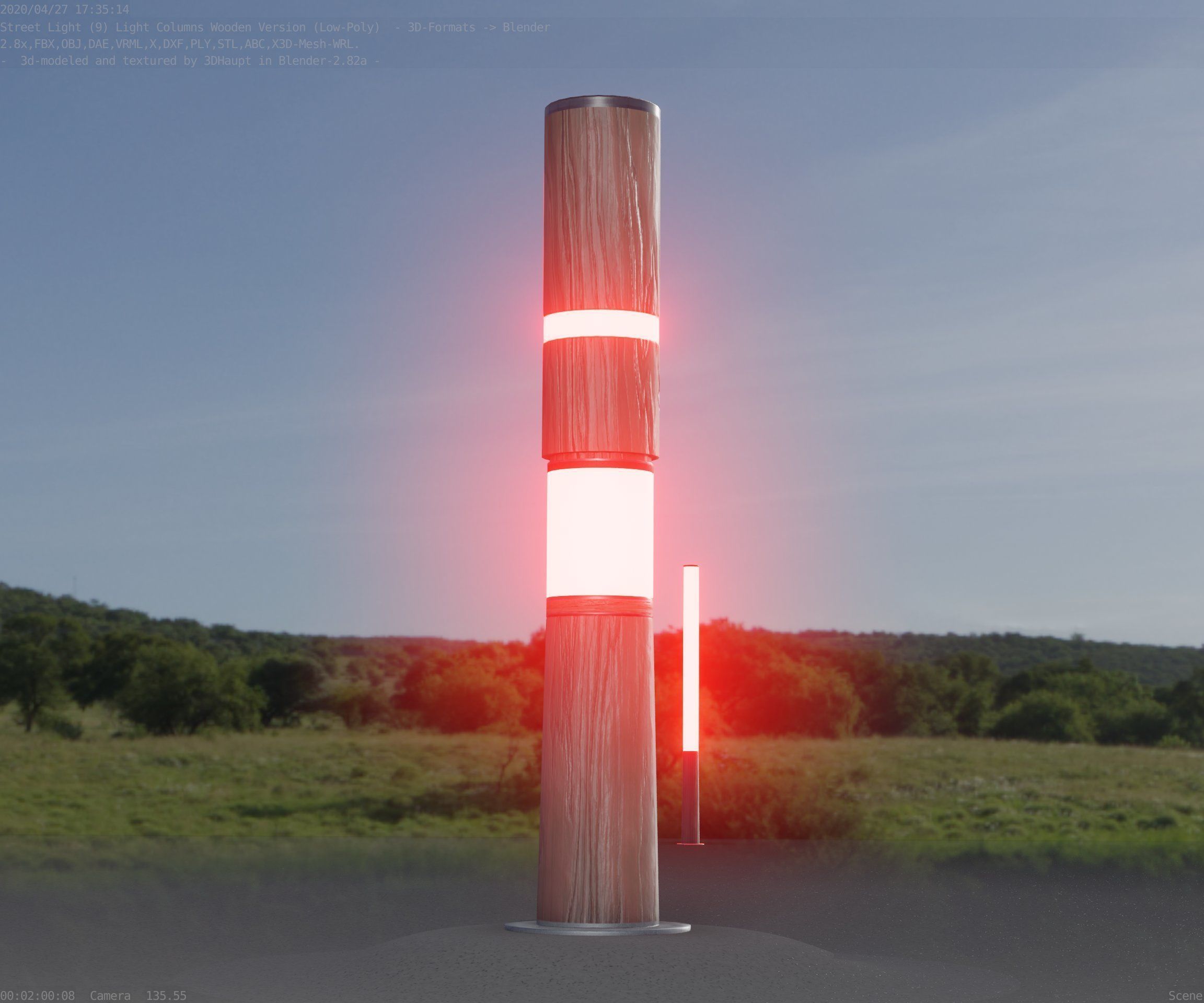 Light Column made of wood 29 - Low-Poly Street-Light Set-9 Low-poly 3D model_88