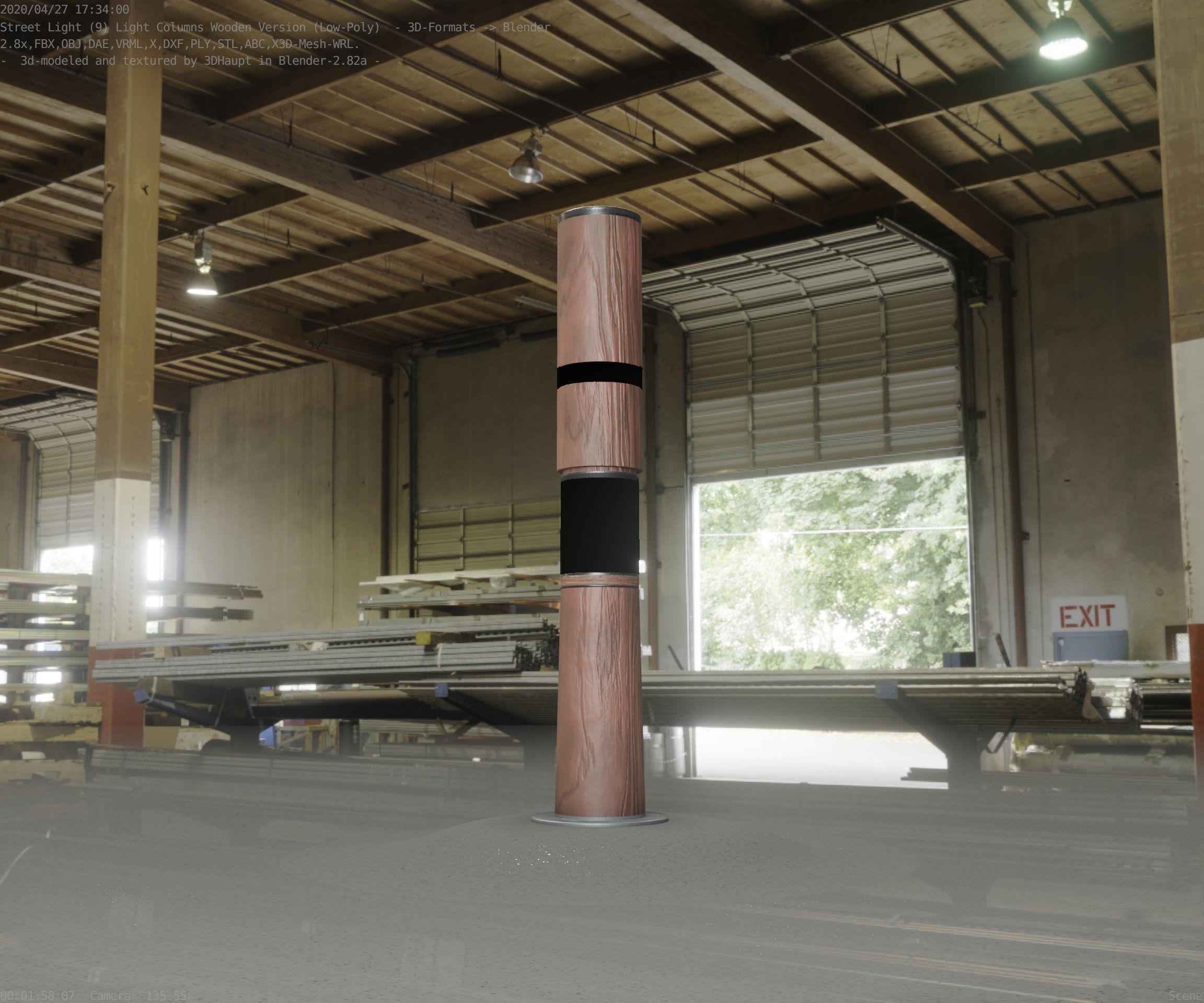 Light Column made of wood 29 - Low-Poly Street-Light Set-9 Low-poly 3D model_39