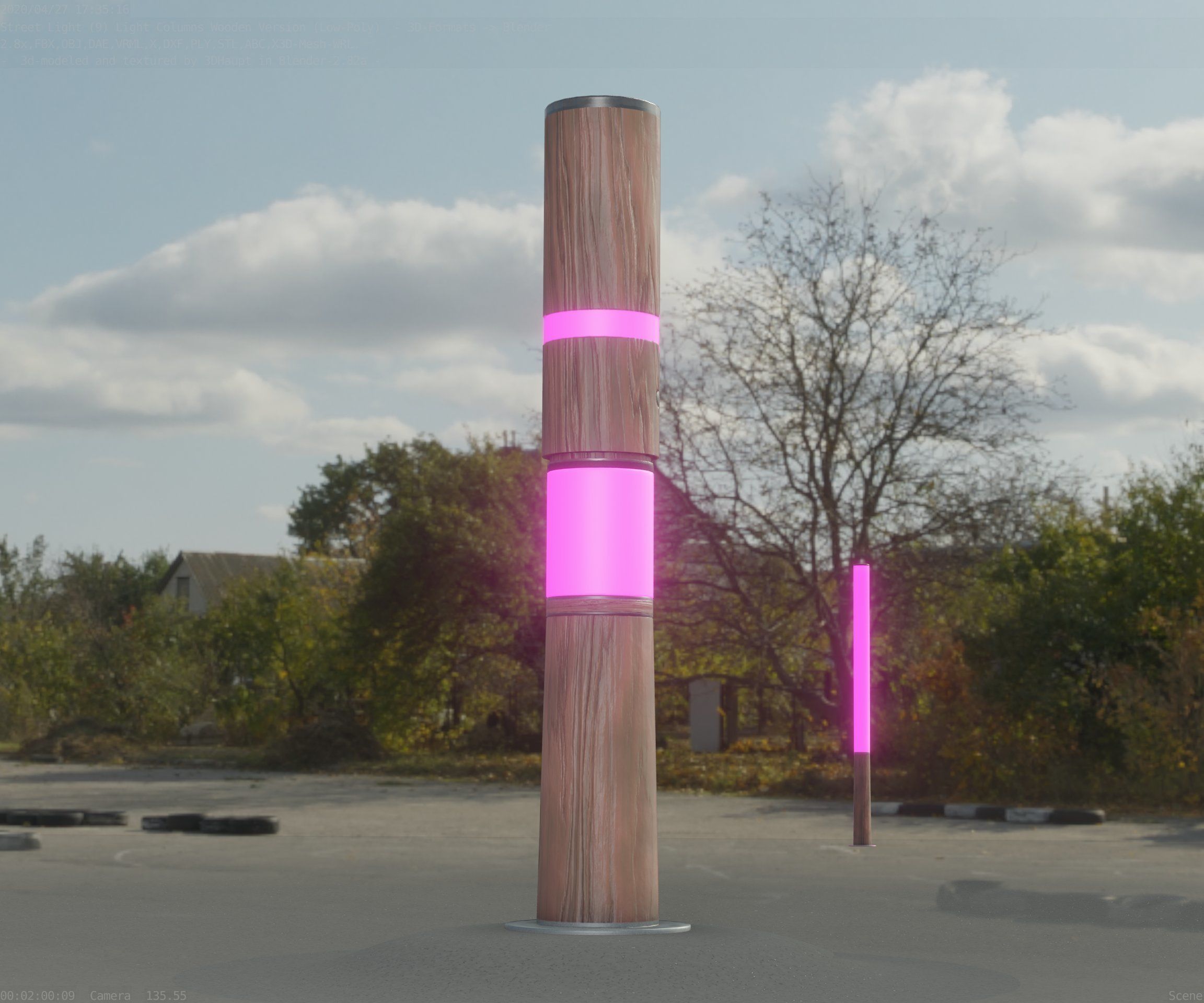 Light Column made of wood 29 - Low-Poly Street-Light Set-9 Low-poly 3D model_89