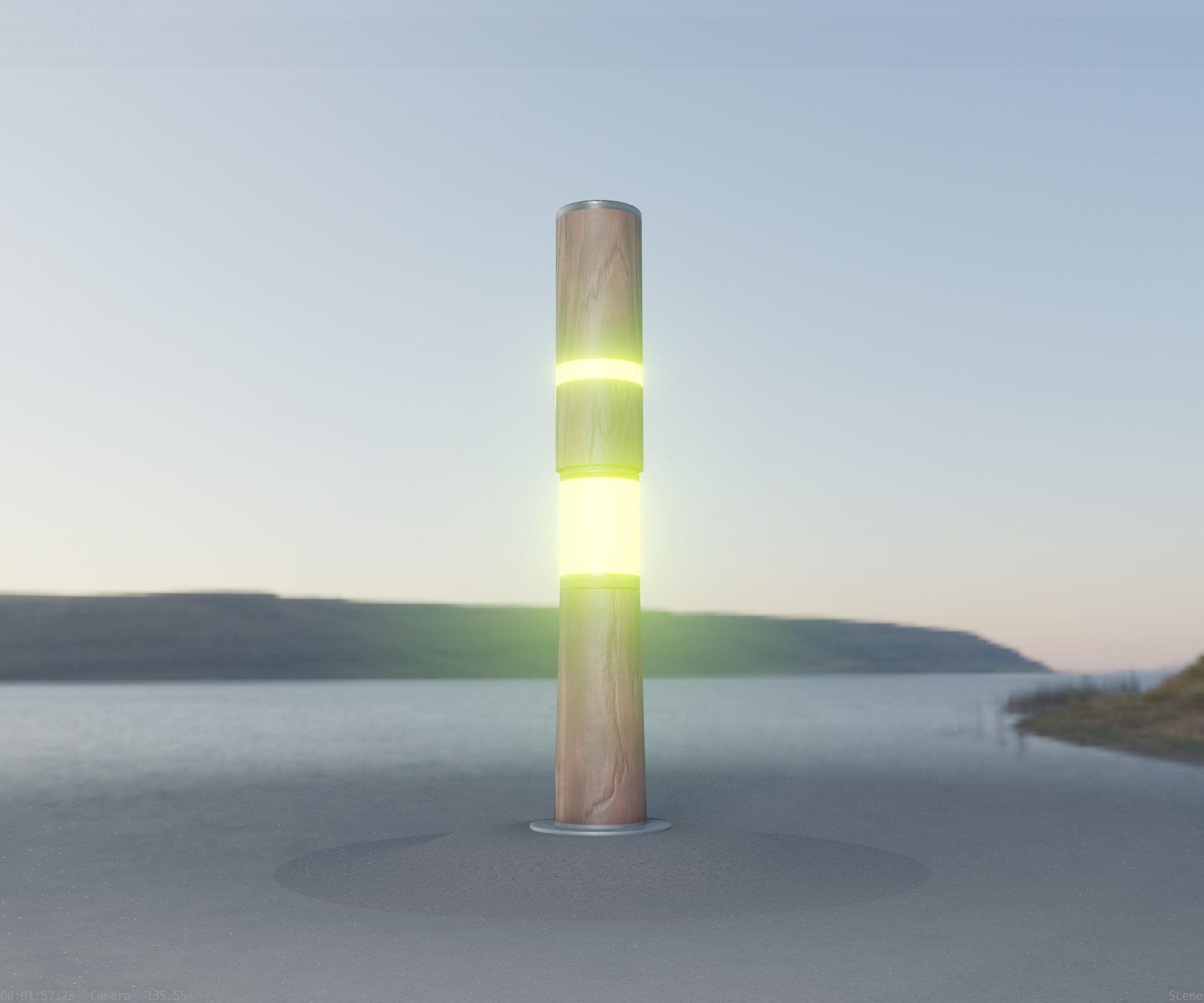 Light Column made of wood 29 - Low-Poly Street-Light Set-9 Low-poly 3D model_31