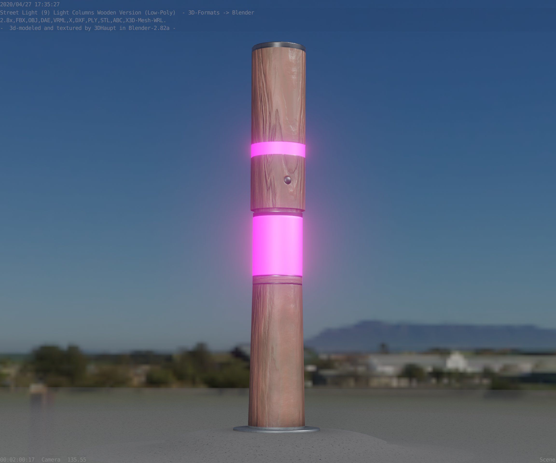 Light Column made of wood 29 - Low-Poly Street-Light Set-9 Low-poly 3D model_97