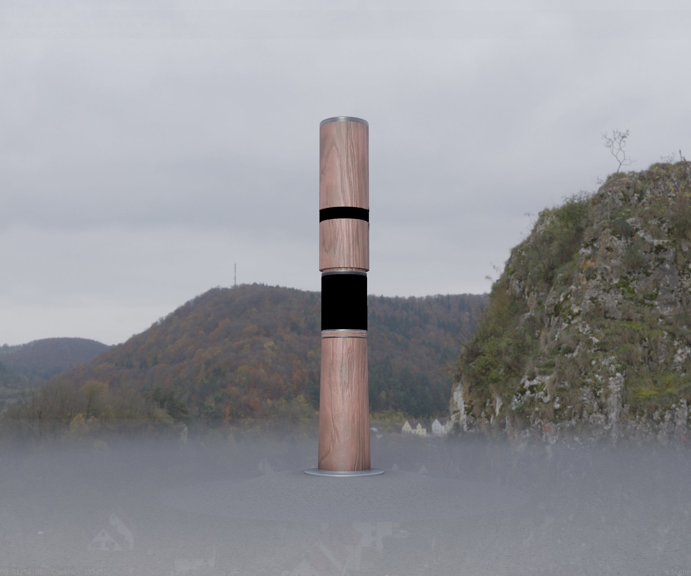 Light Column made of wood 29 - Low-Poly Street-Light Set-9 Low-poly 3D model_40
