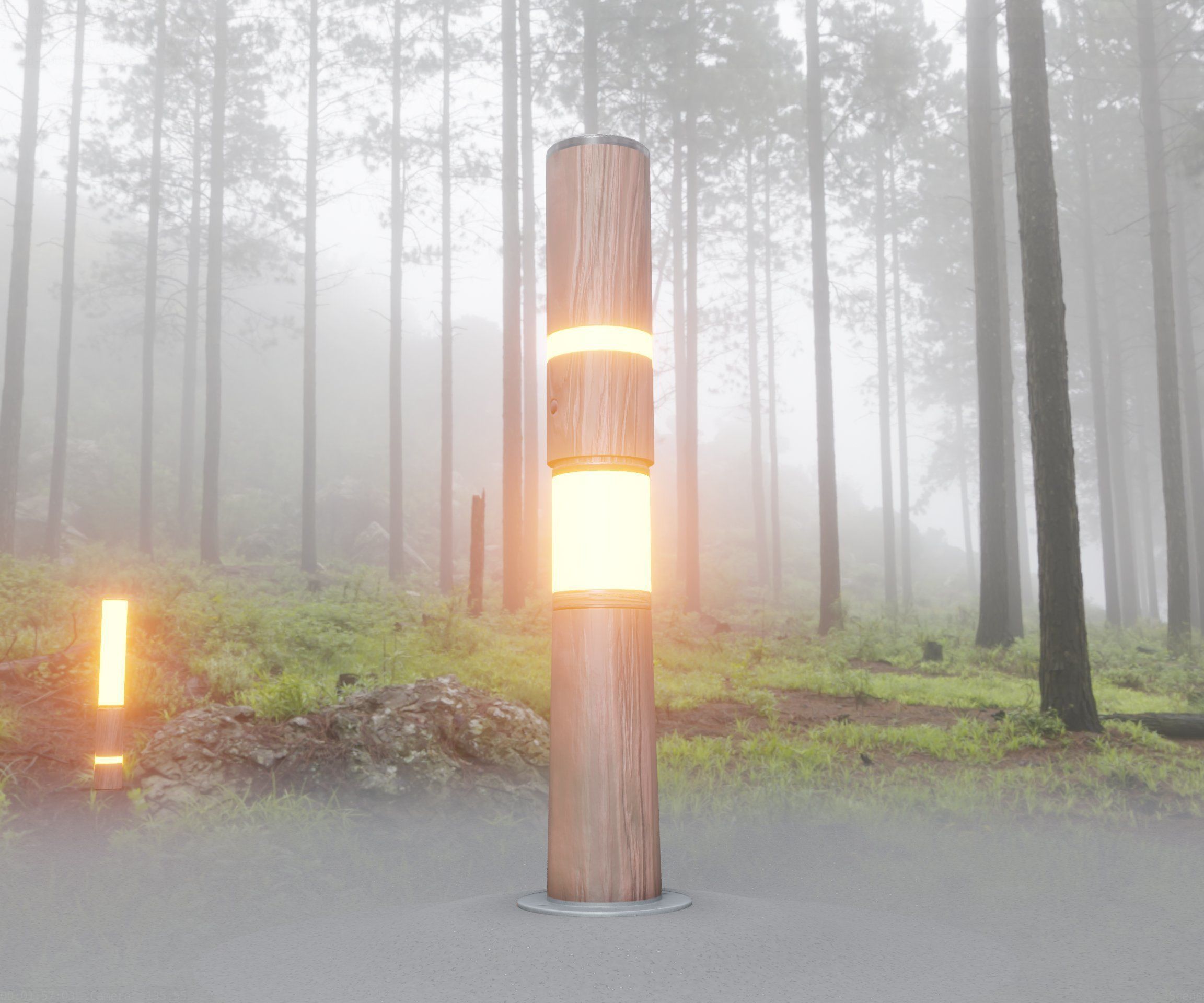 Light Column made of wood 29 - Low-Poly Street-Light Set-9 Low-poly 3D model_24