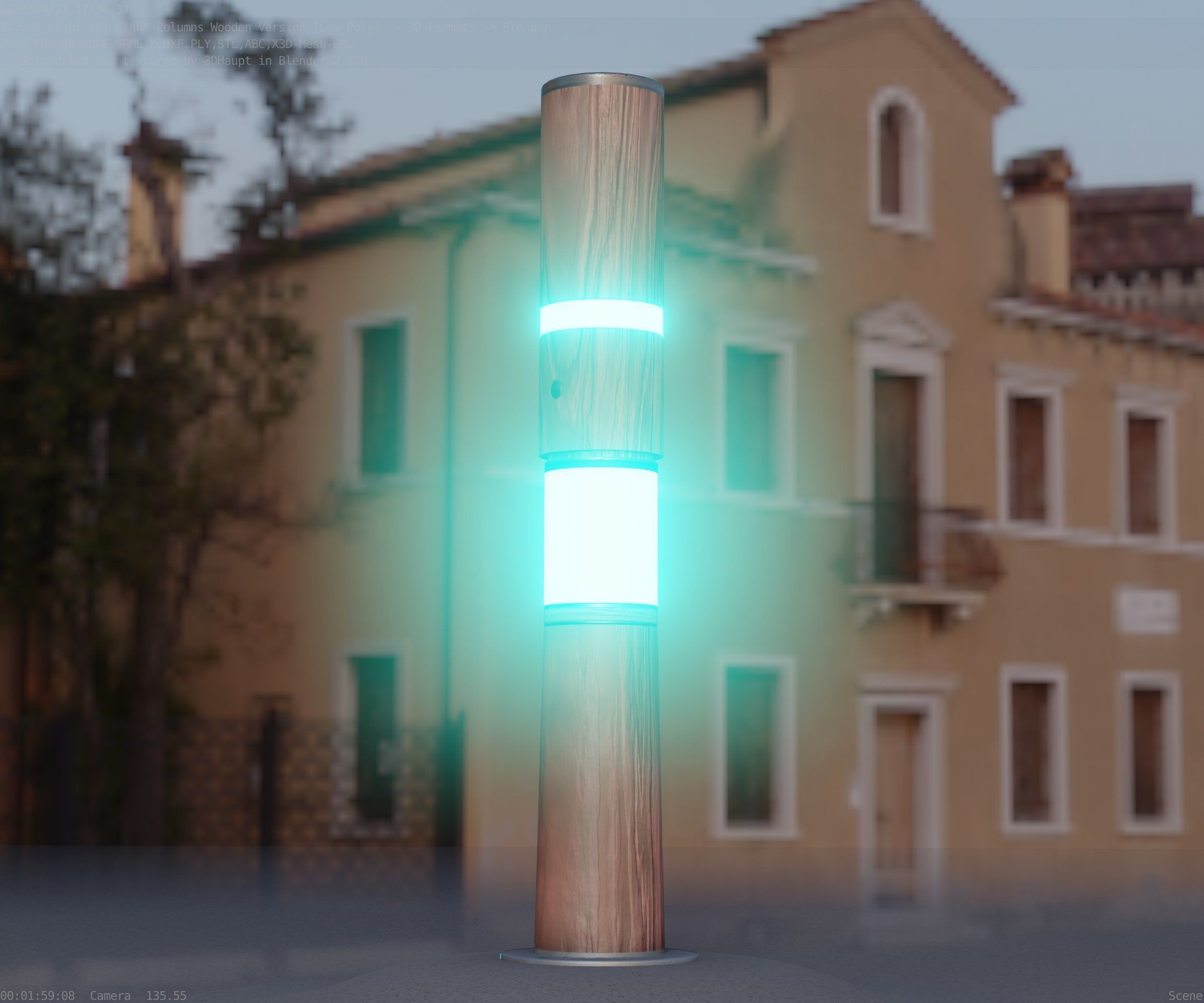 Light Column made of wood 29 - Low-Poly Street-Light Set-9 Low-poly 3D model_64