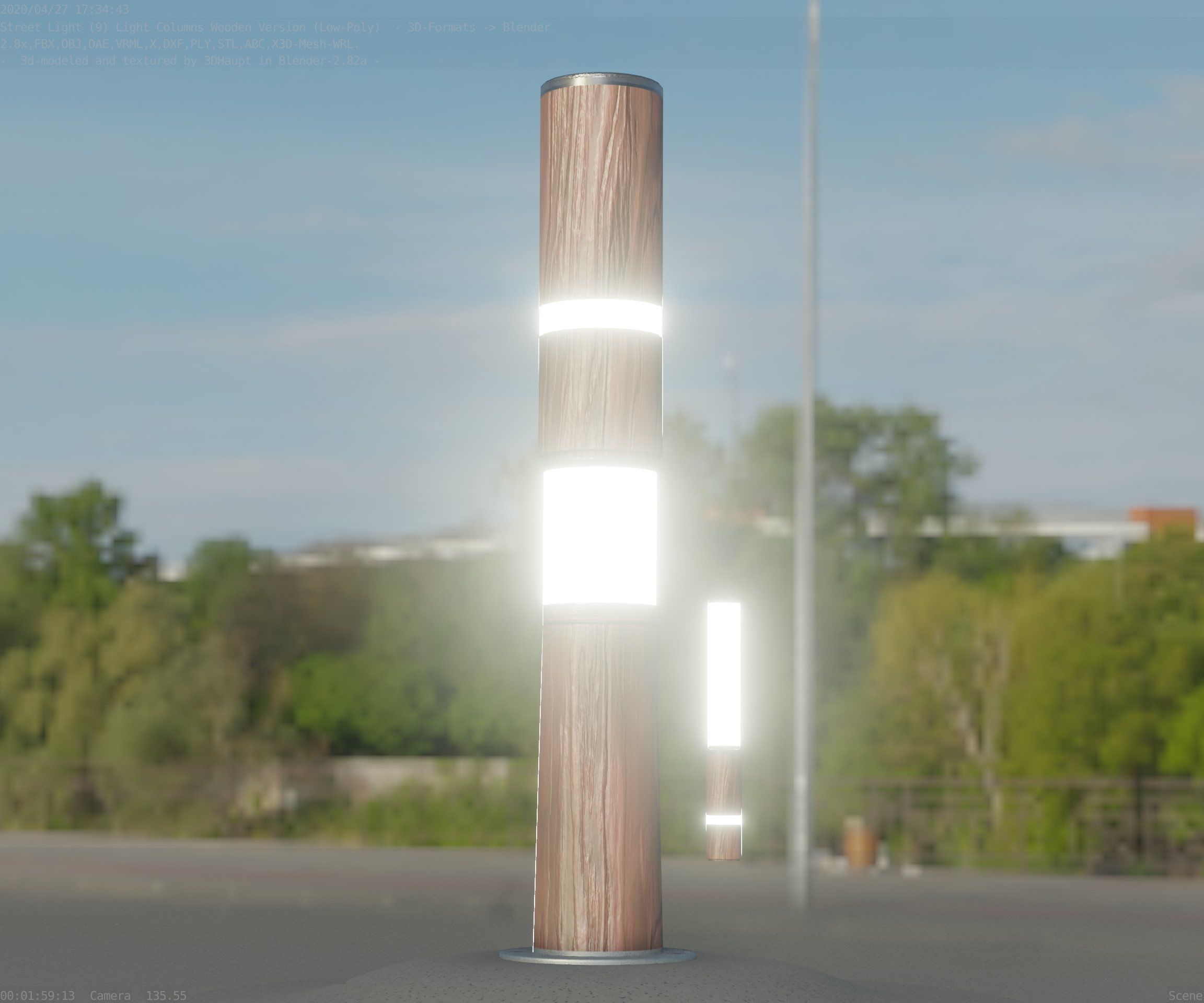Light Column made of wood 29 - Low-Poly Street-Light Set-9 Low-poly 3D model_69