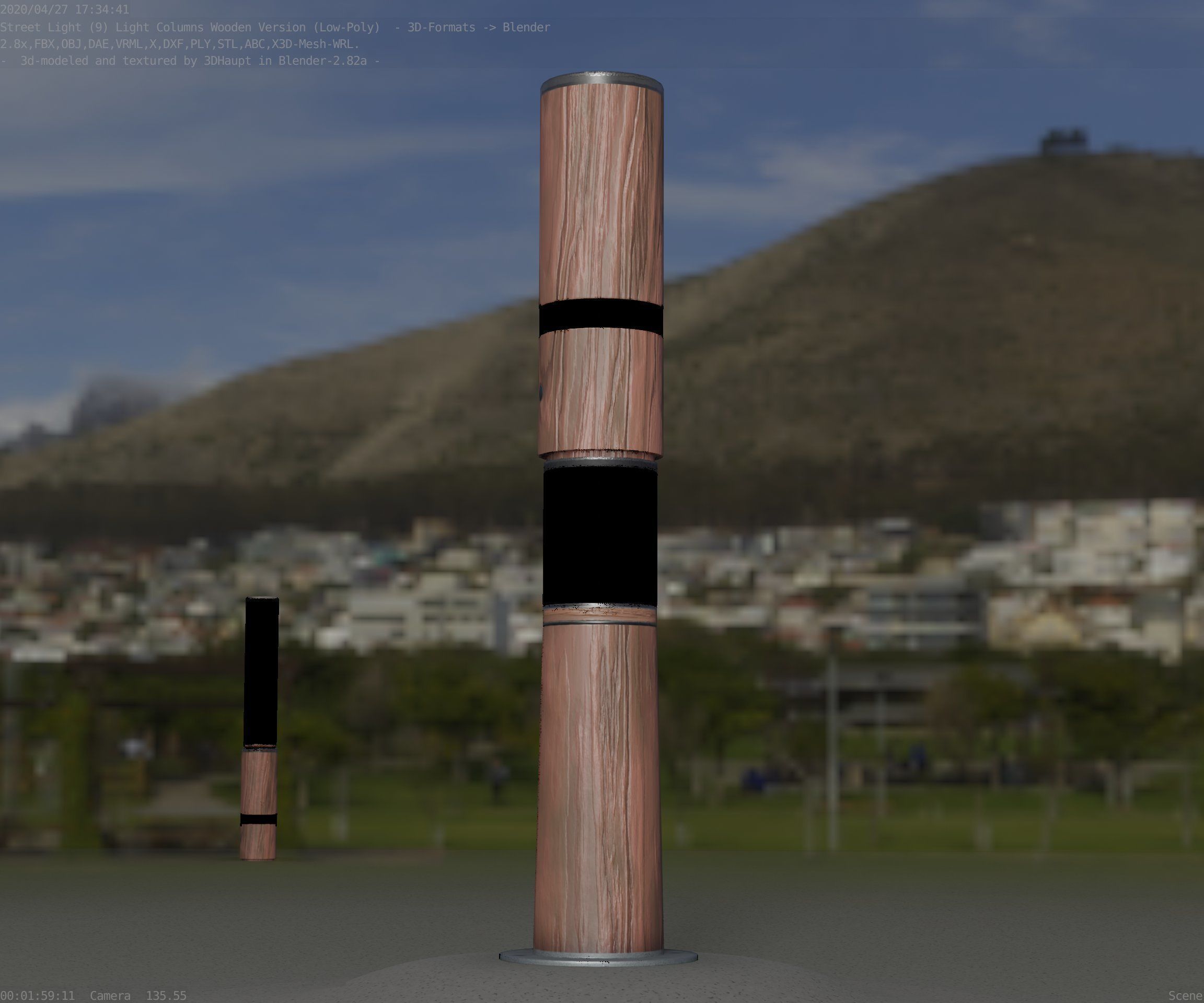 Light Column made of wood 29 - Low-Poly Street-Light Set-9 Low-poly 3D model_67