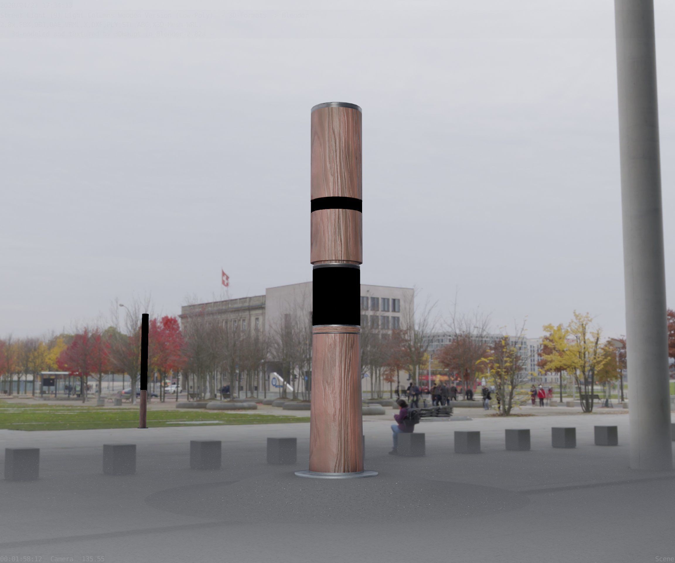 Light Column made of wood 29 - Low-Poly Street-Light Set-9 Low-poly 3D model_44