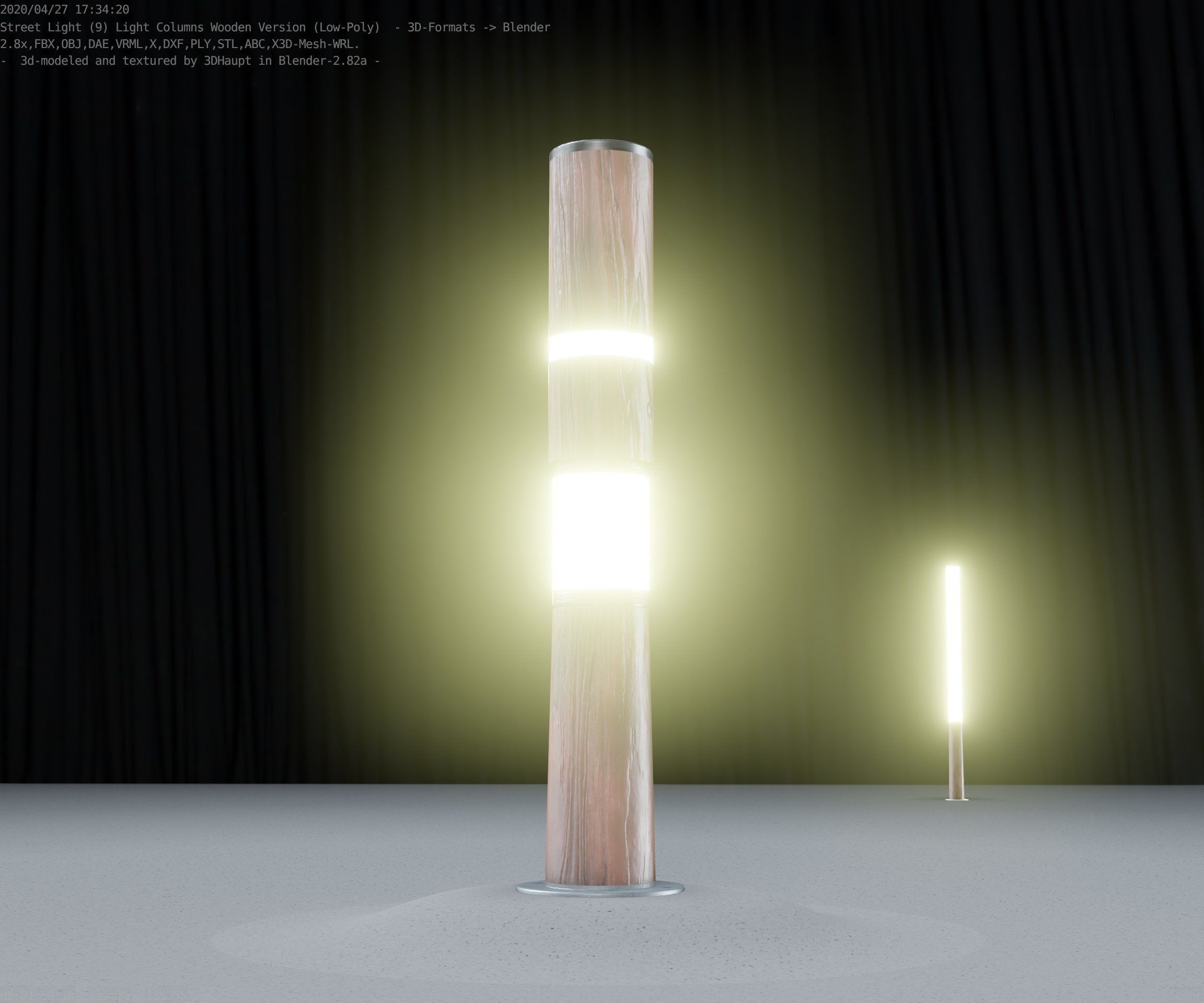 Light Column made of wood 29 - Low-Poly Street-Light Set-9 Low-poly 3D model_50