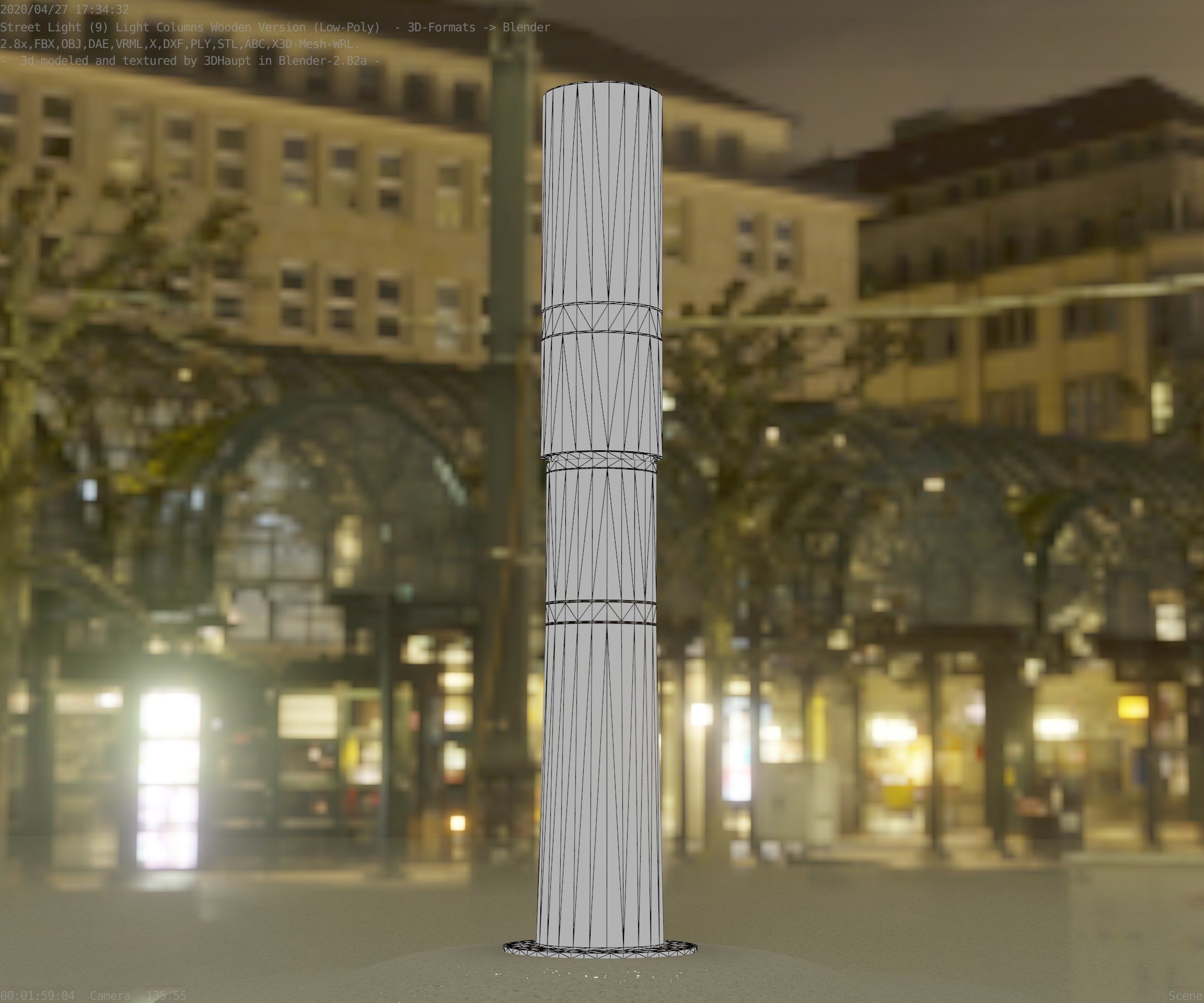 Light Column made of wood 29 - Low-Poly Street-Light Set-9 Low-poly 3D model_60