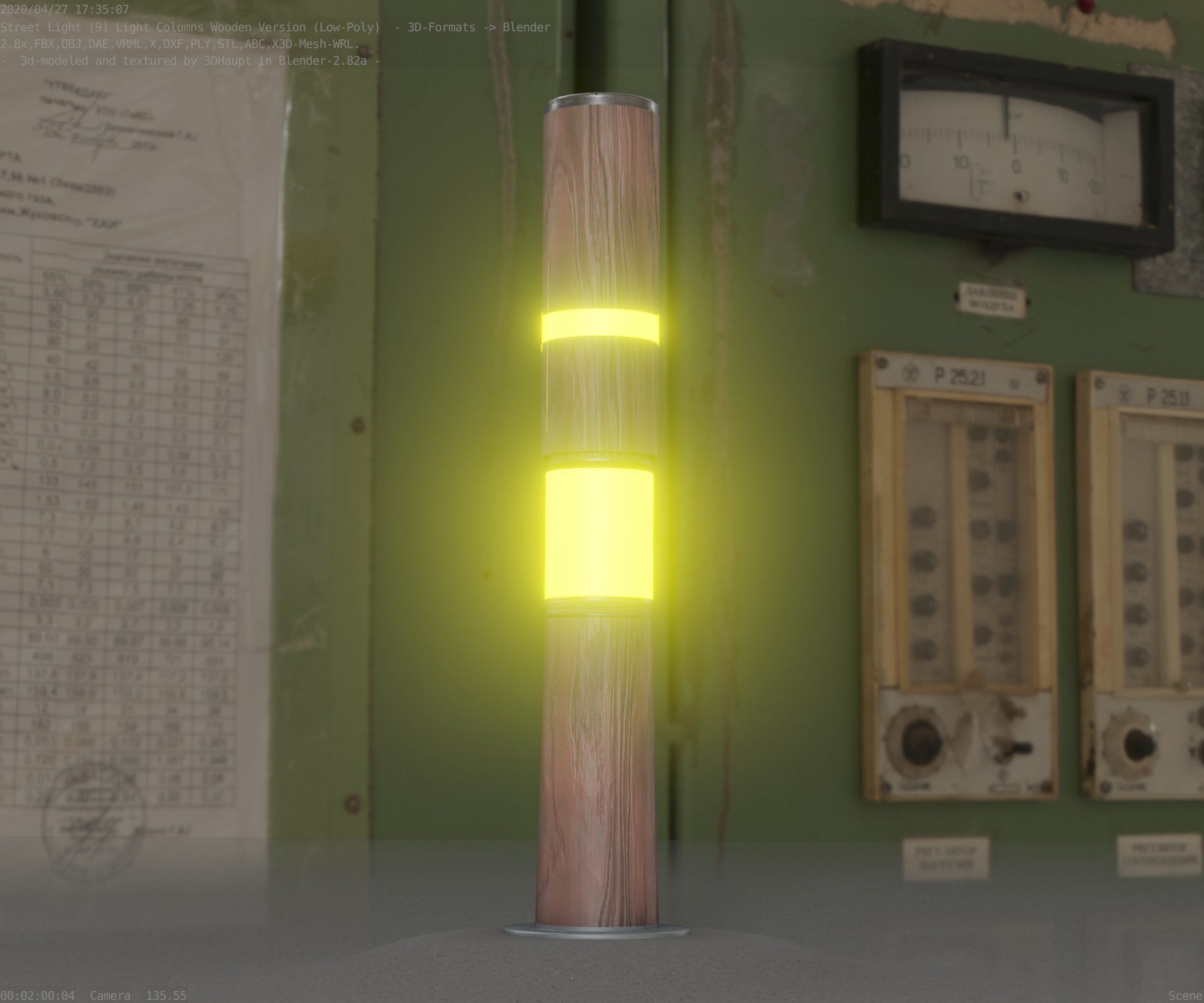 Light Column made of wood 29 - Low-Poly Street-Light Set-9 Low-poly 3D model_84